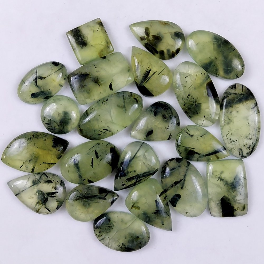 21Pcs 656Cts Natural Green Prehnite Loose Cabochon Gemstone Lot For Jewelry Making  32x15 15x15mm#1224