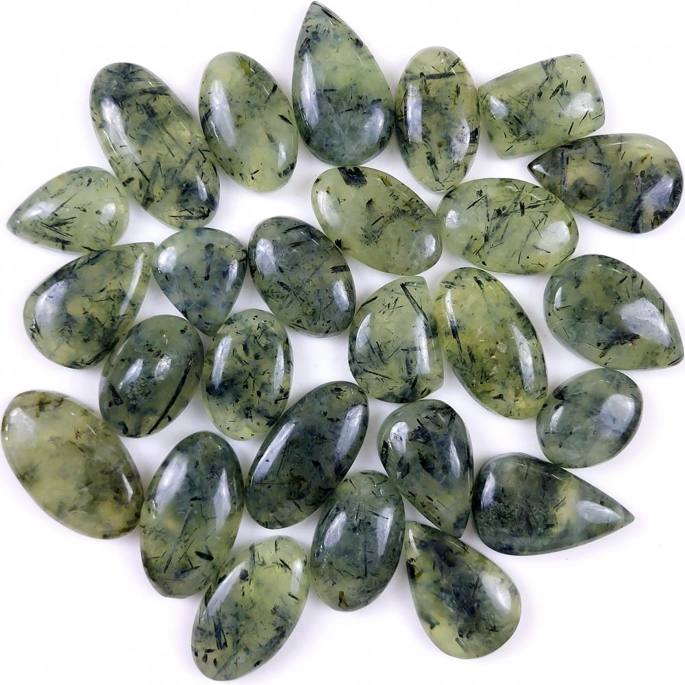 26Pcs 919Cts Natural Green Prehnite Loose Cabochon Gemstone Lot For Jewelry Making  34x16 18x16mm#1226