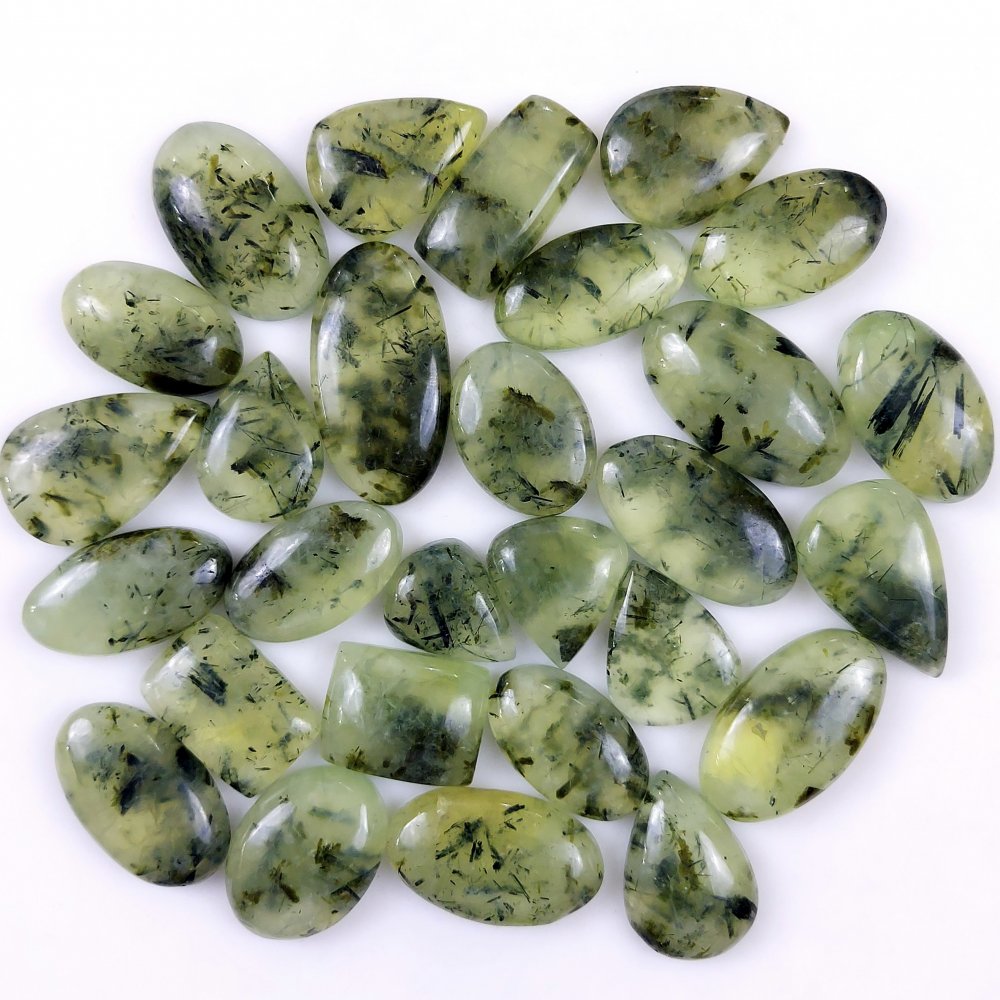 28Pcs 891Cts Natural Green Prehnite Loose Cabochon Gemstone Lot For Jewelry Making  35x17 18x14mm#1229
