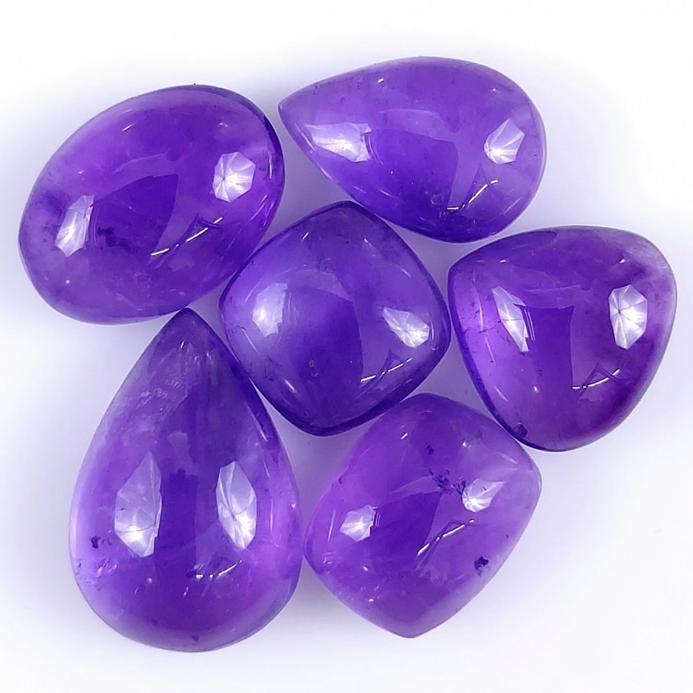 6Pcs 50Cts. Natural Purple Amethyst Cabochon Mix Shape Loose Gemstone  Jewelry Making#123