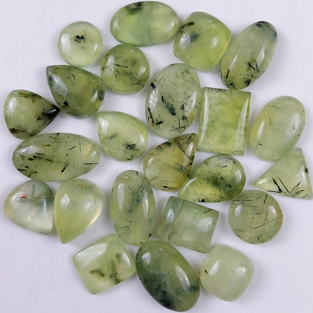 23Pcs 584Cts Natural Green Prehnite Loose Cabochon Gemstone Lot For Jewelry Making  25x17 14x14mm#1232