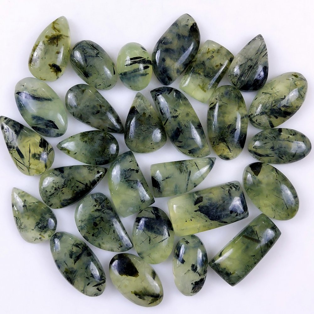 27Pcs 635Cts Natural Green Prehnite Loose Cabochon Gemstone Lot For Jewelry Making  26x13 15x11mm#1233