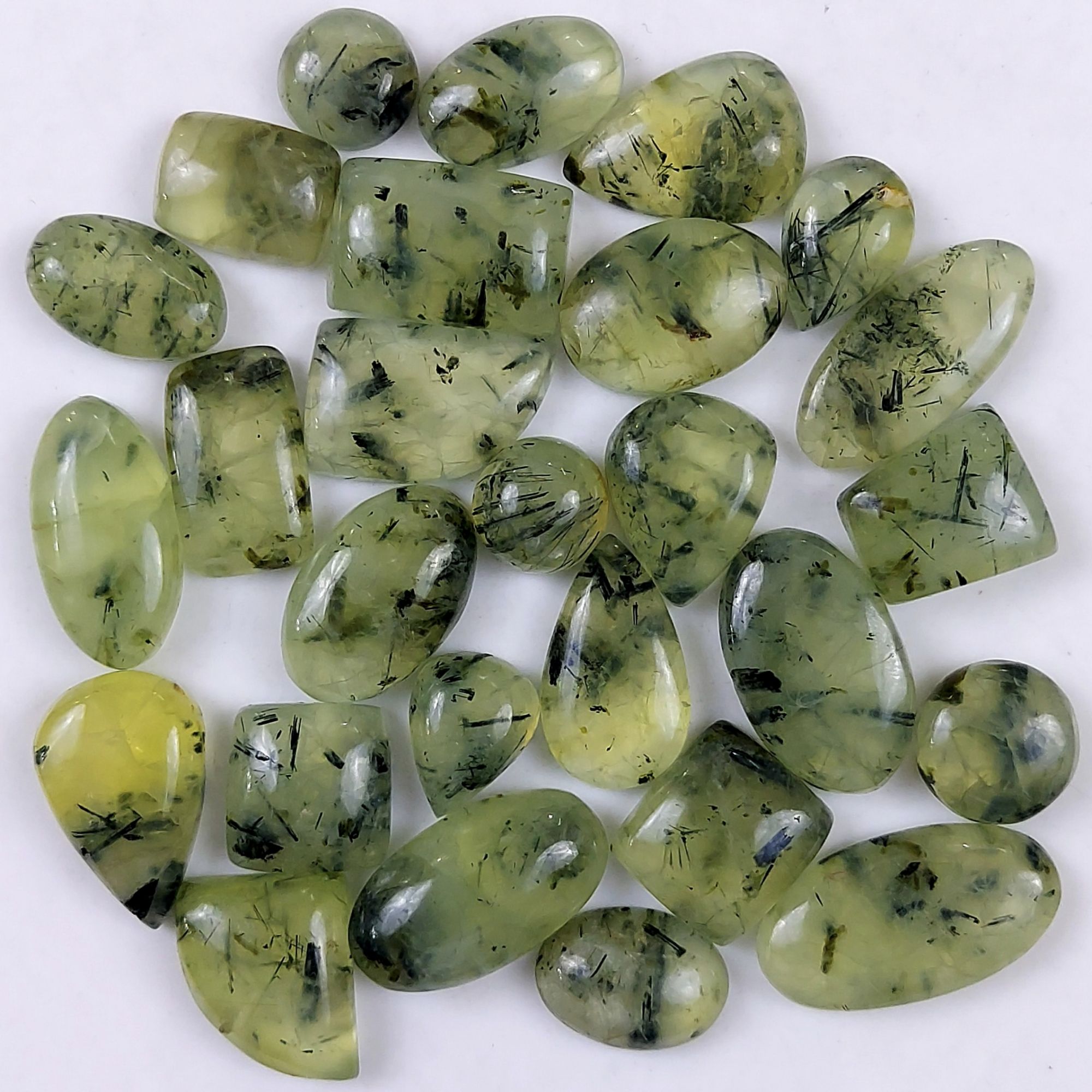 27Pcs 478Cts Natural Green Prehnite Loose Cabochon Gemstone Lot For Jewelry Making  24x14 10x10mm1234