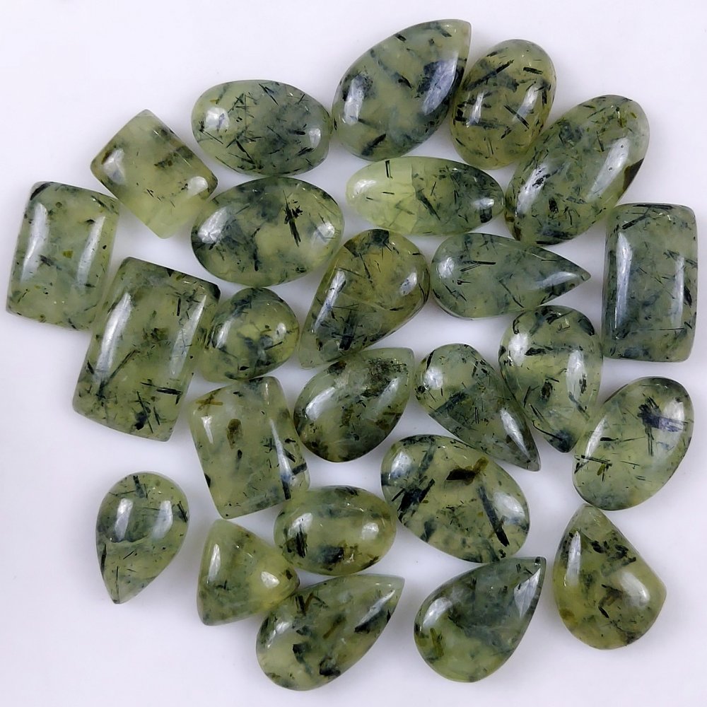 25Pcs 502Cts Natural Green Prehnite Loose Cabochon Gemstone Lot For Jewelry Making  23x13 12x12mm#1239