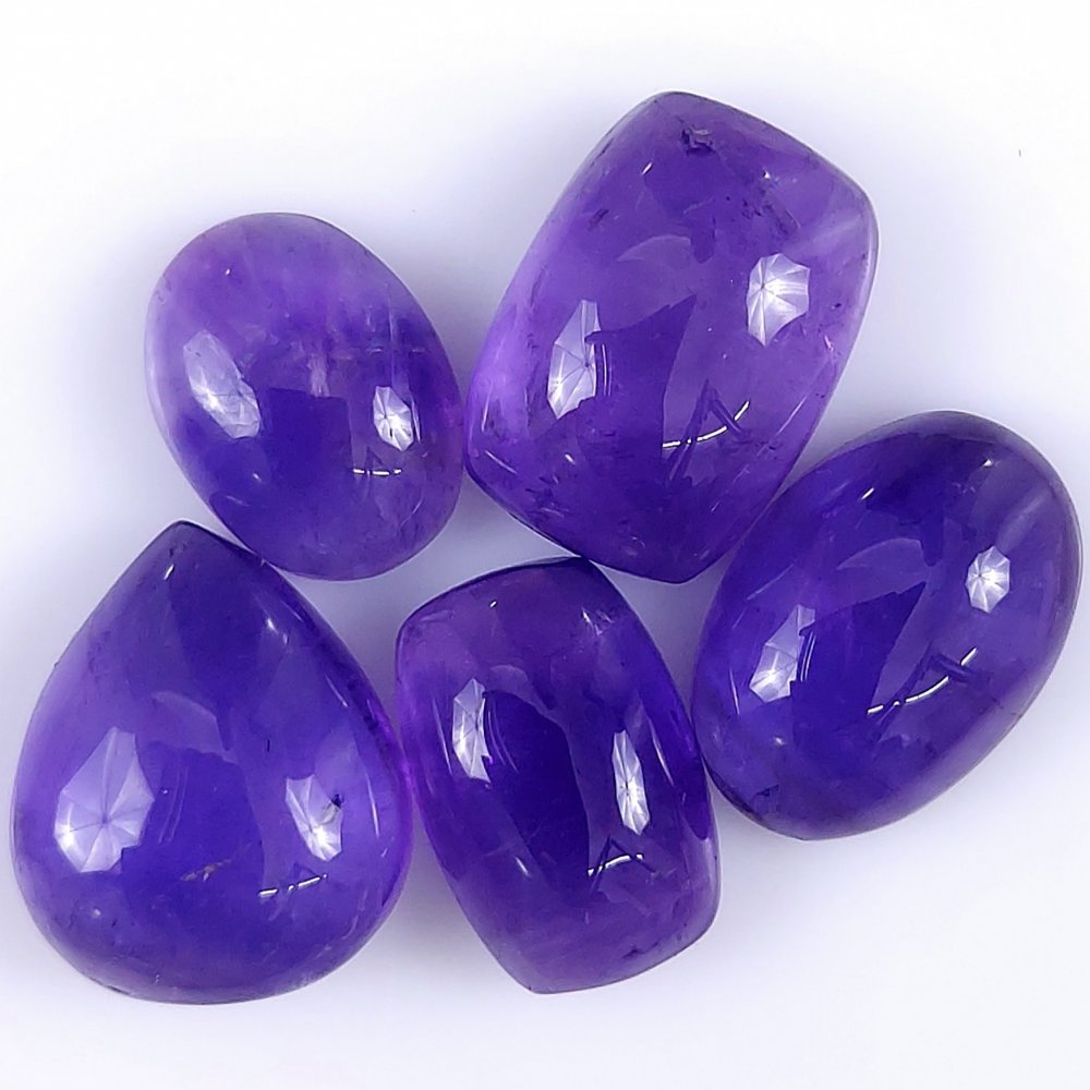 5Pcs 45Cts. Natural Purple Amethyst Cabochon Mix Shape Loose Gemstone  Jewelry Making#124
