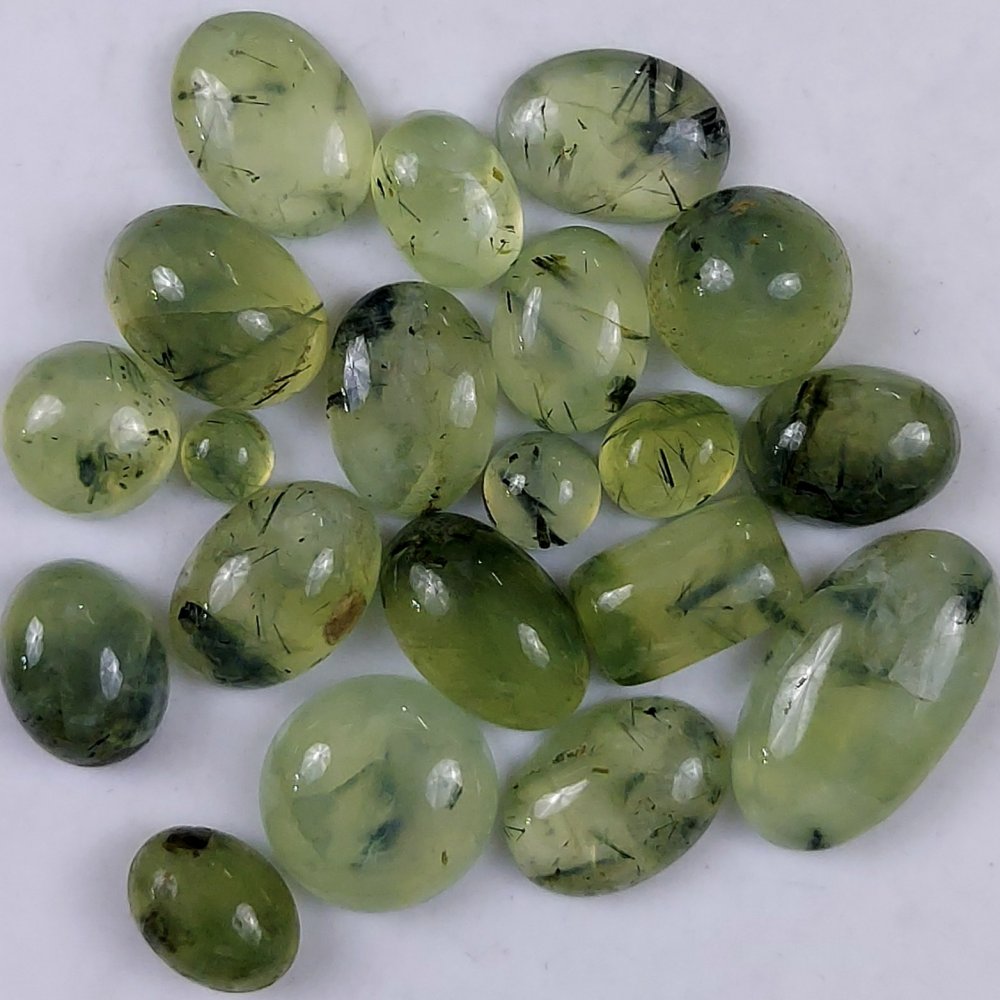 20Pcs 242Cts Natural Green Prehnite Loose Cabochon Gemstone Lot For Jewelry Making  24x12 6x6mm#1240
