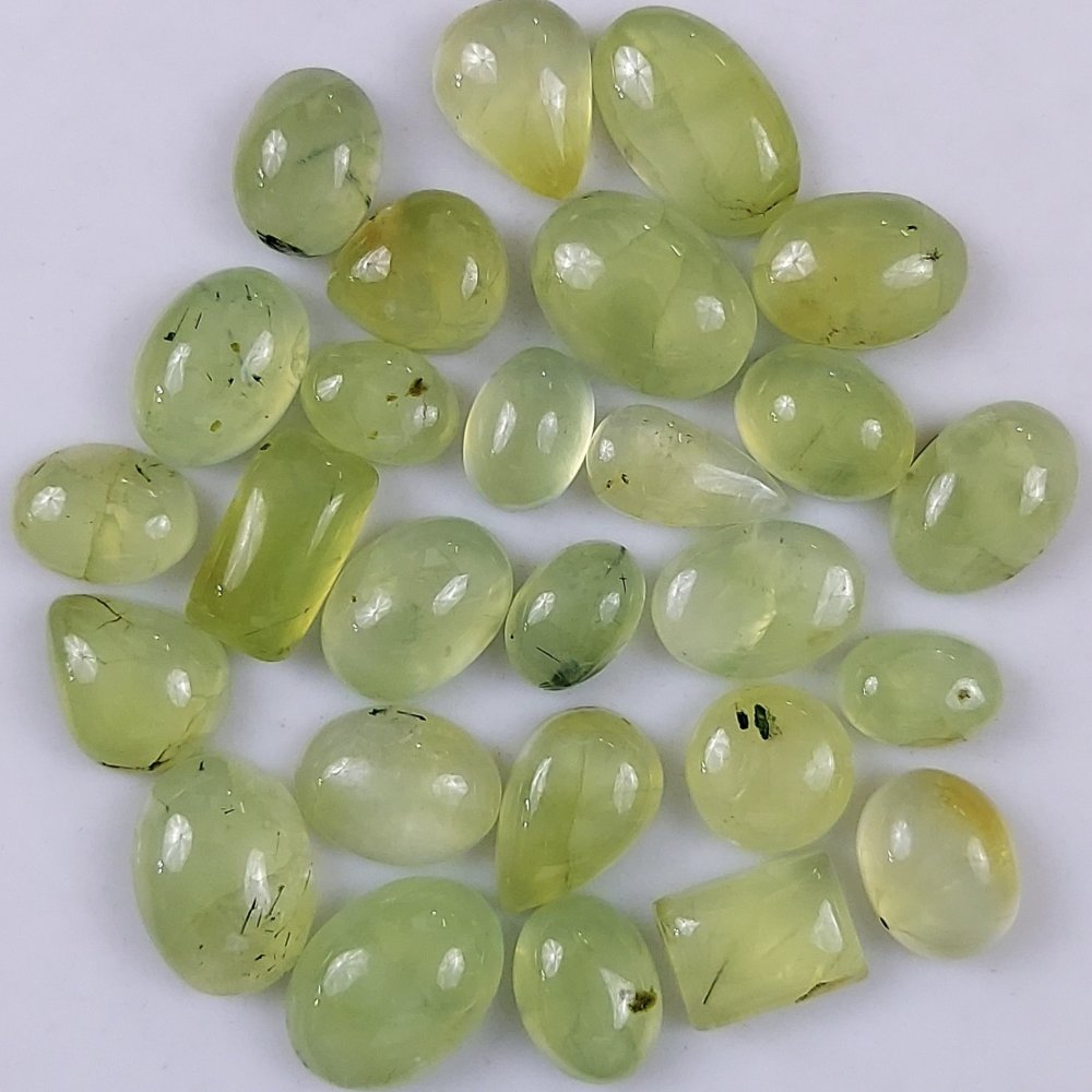 27Pcs 362Cts Natural Green Prehnite Loose Cabochon Gemstone Lot For Jewelry Making  18x12 12x8mm#1241