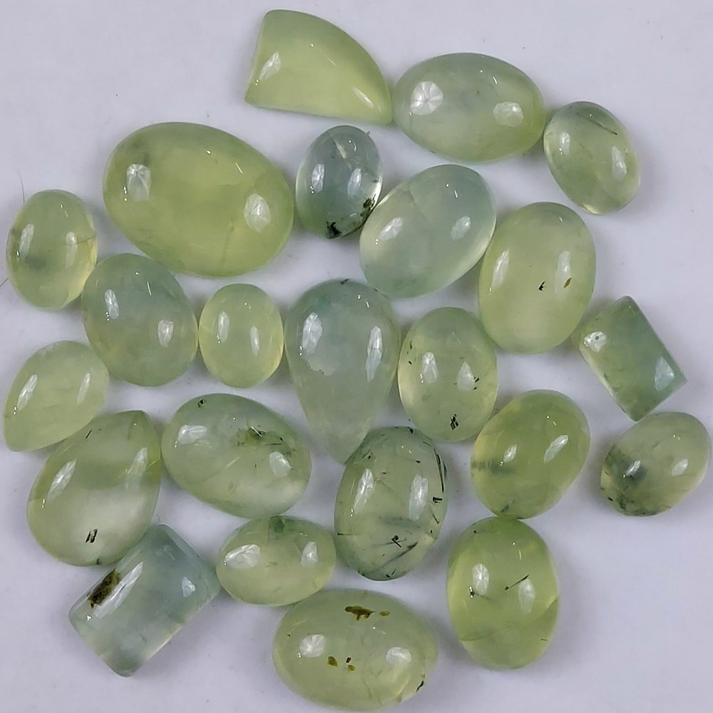23Pcs 274Cts Natural Green Prehnite Loose Cabochon Gemstone Lot For Jewelry Making  20x15 10x8mm#1242