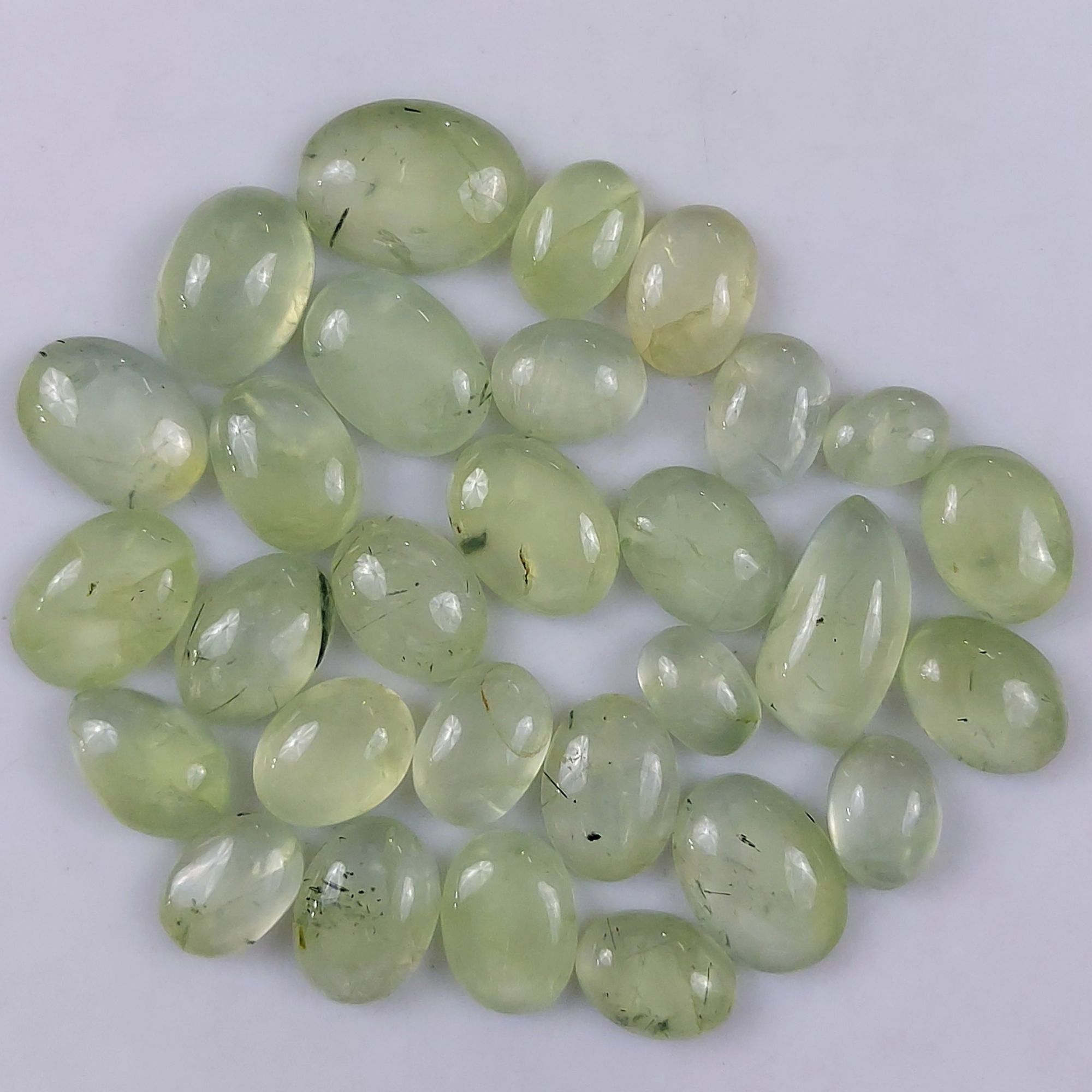 29Pcs 275Cts Natural Green Prehnite Loose Cabochon Gemstone Lot For Jewelry Making  20x8 8x6mm#1243
