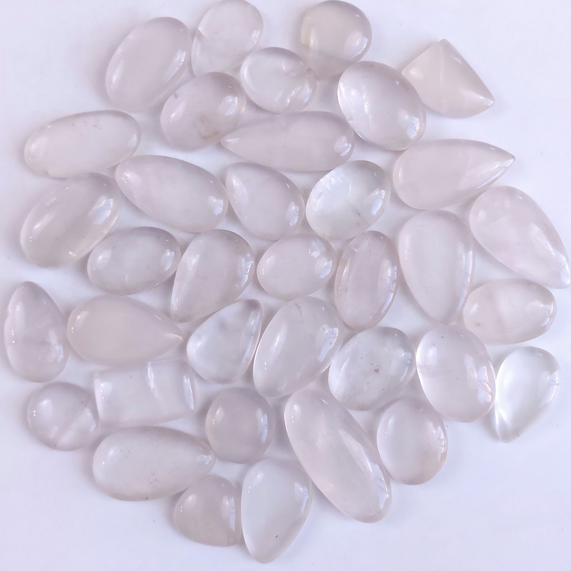 36Pcs 1036Cts Natural Rose Quartz Loose Cabochon Gemstone Lot Mix Shape and and Size for Jewelry Making 30x20 20x18mm1245