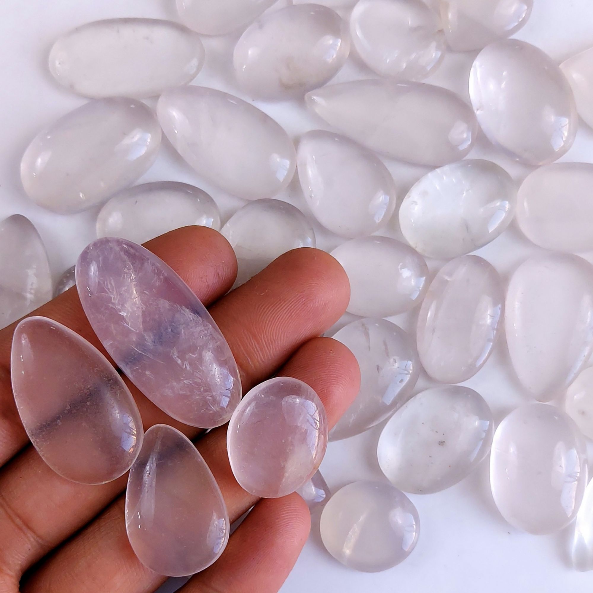 36Pcs 1036Cts Natural Rose Quartz Loose Cabochon Gemstone Lot Mix Shape and and Size for Jewelry Making 30x20 20x18mm1245