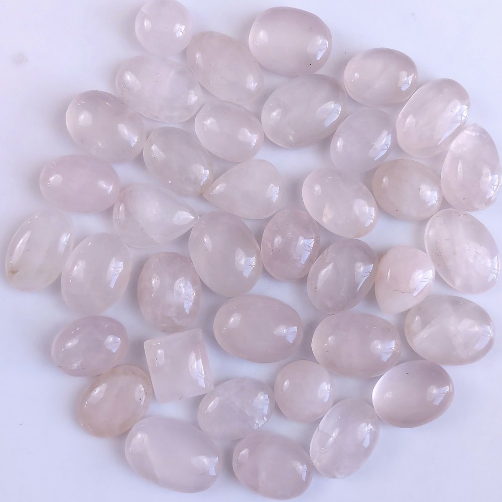 37Pcs 1090Cts Natural Rose Quartz Loose Cabochon Gemstone Lot Mix Shape and and Size for Jewelry Making 28x18 20x15mm#1248