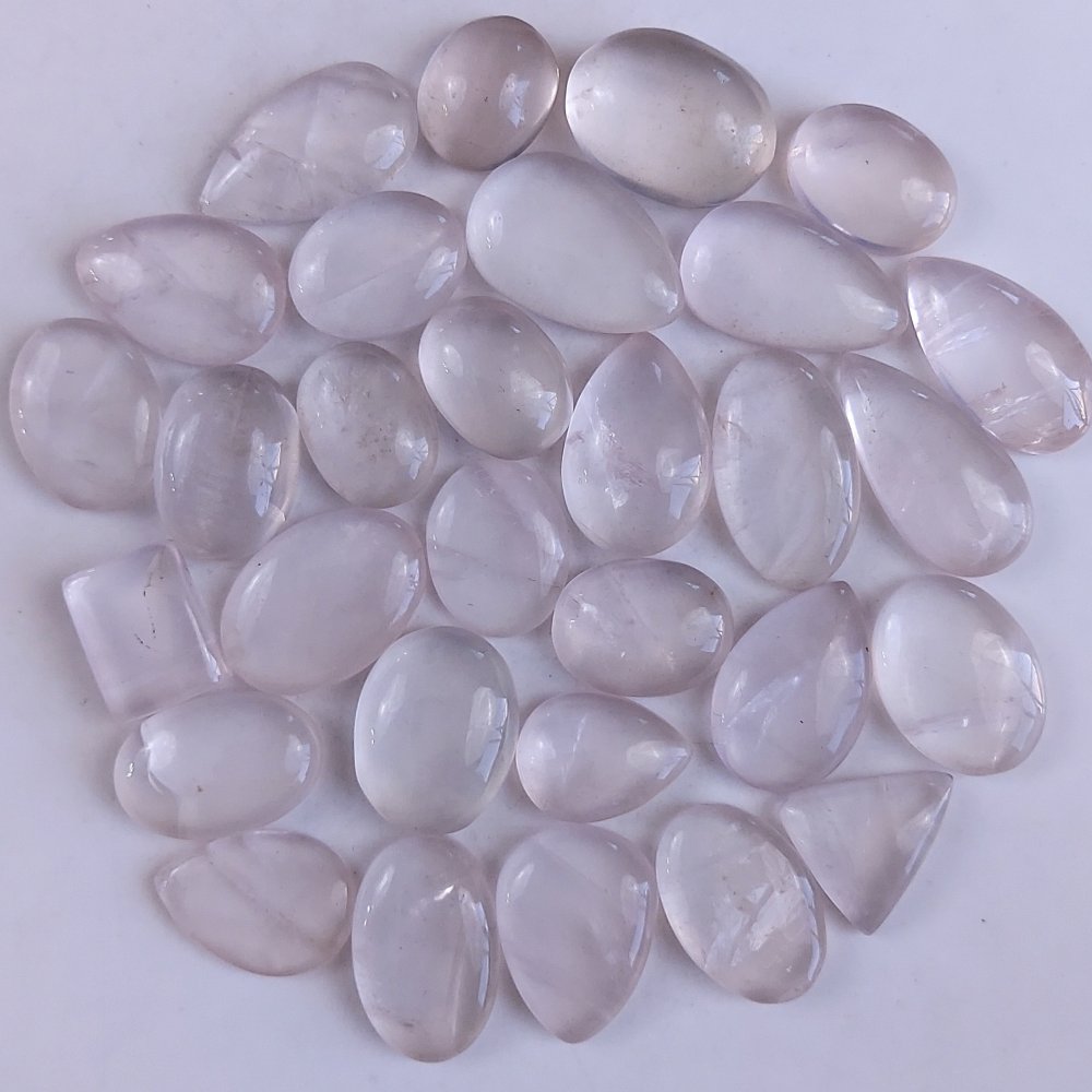30Pcs 751Cts Natural Rose Quartz Loose Cabochon Gemstone Lot Mix Shape and and Size for Jewelry Making 32x16 22x15mm#1249