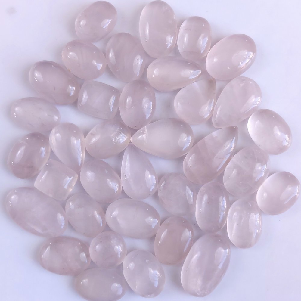 35Pcs 1111Cts Natural Rose Quartz Loose Cabochon Gemstone Lot Mix Shape and and Size for Jewelry Making 32x16 16x16mm#1250