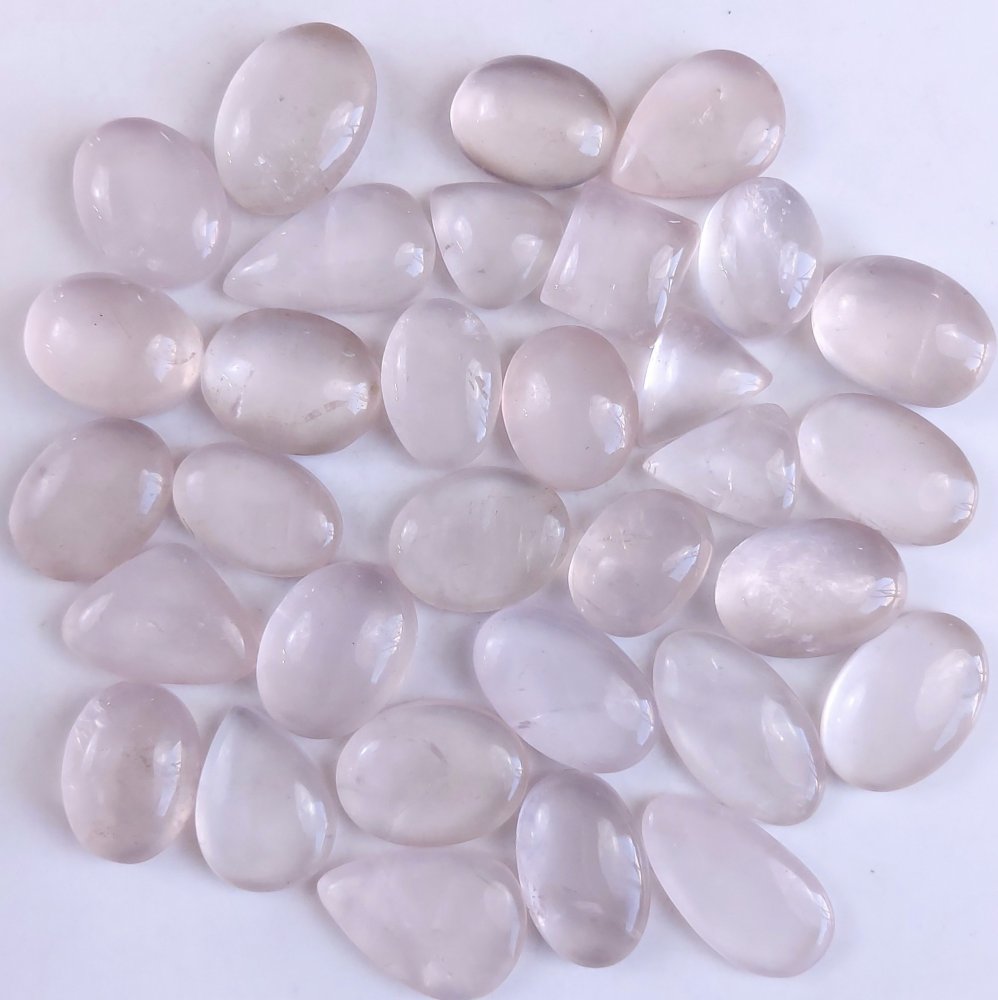 32Pcs 859Cts Natural Rose Quartz Loose Cabochon Gemstone Lot Mix Shape and and Size for Jewelry Making 30x15 18x16mm#1251