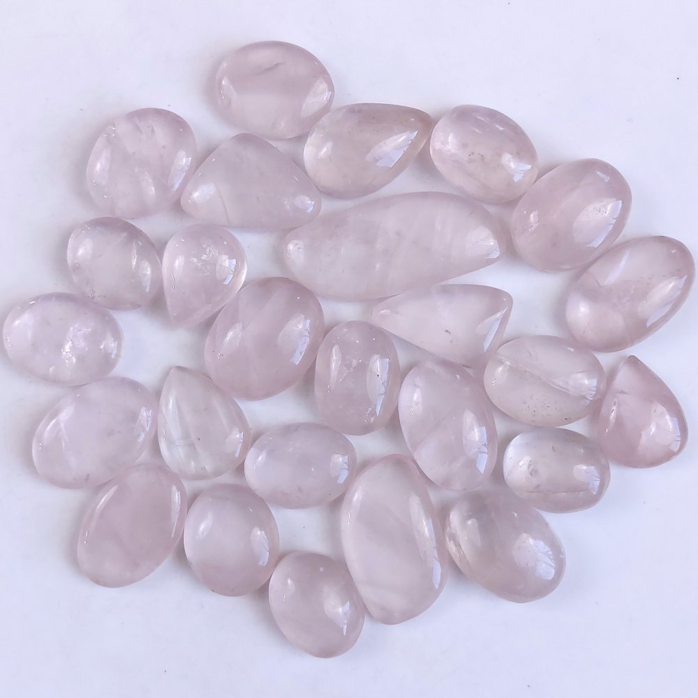 26Pcs 665Cts Natural Rose Quartz Loose Cabochon Gemstone Lot Mix Shape and and Size for Jewelry Making 42x18 20x15mm#1253