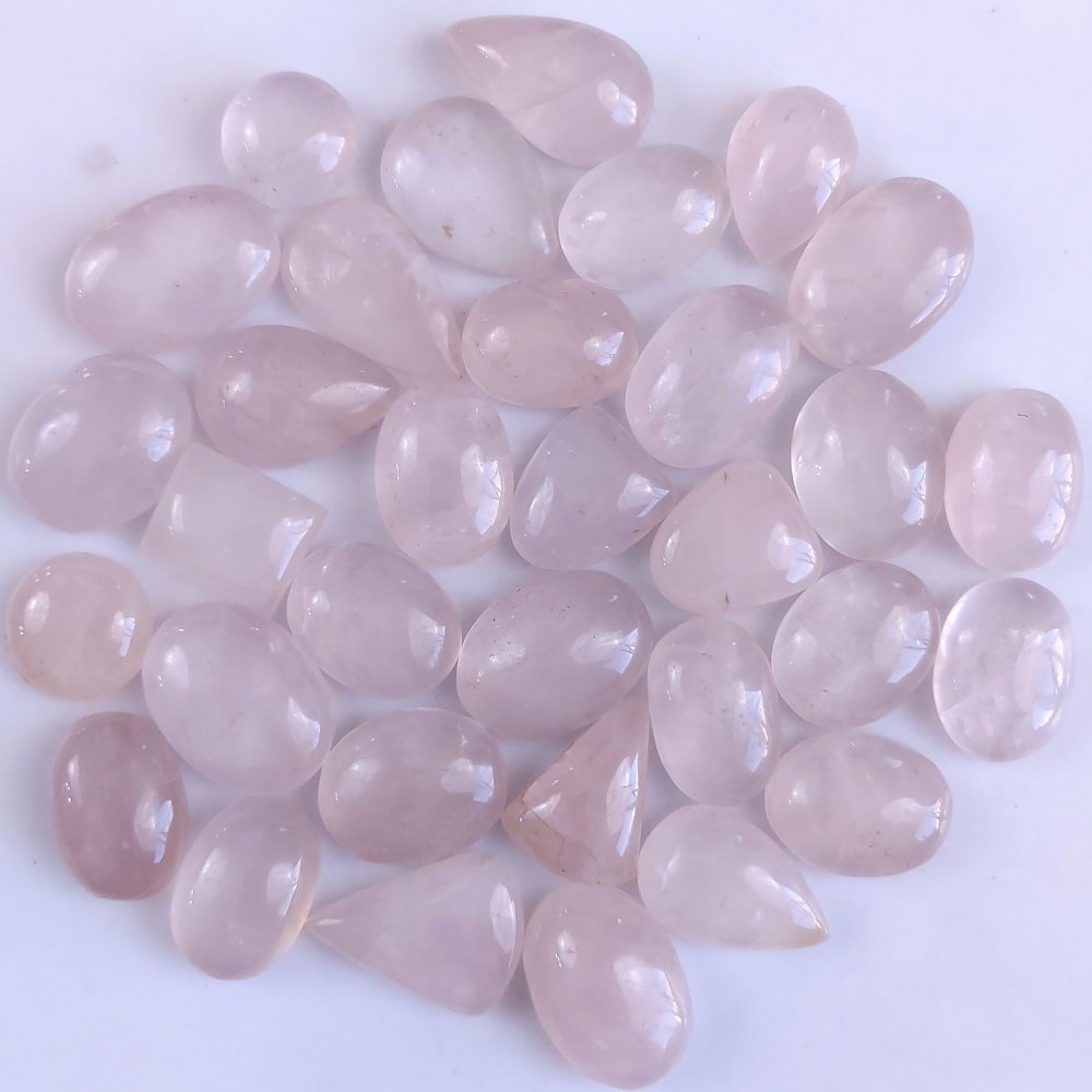 33Pcs 967Cts Natural Rose Quartz Loose Cabochon Gemstone Lot Mix Shape and and Size for Jewelry Making 26x15 16x16mm#1254