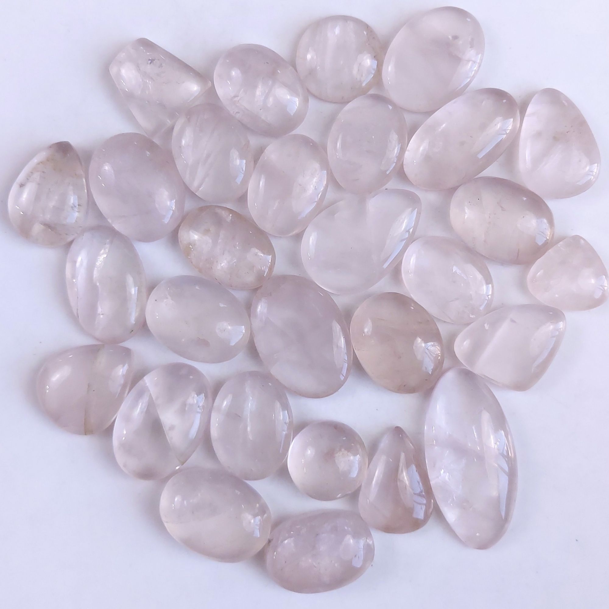 29Pcs 741Cts Natural Rose Quartz Loose Cabochon Gemstone Lot Mix Shape and and Size for Jewelry Making 40x20  18x16mm1255