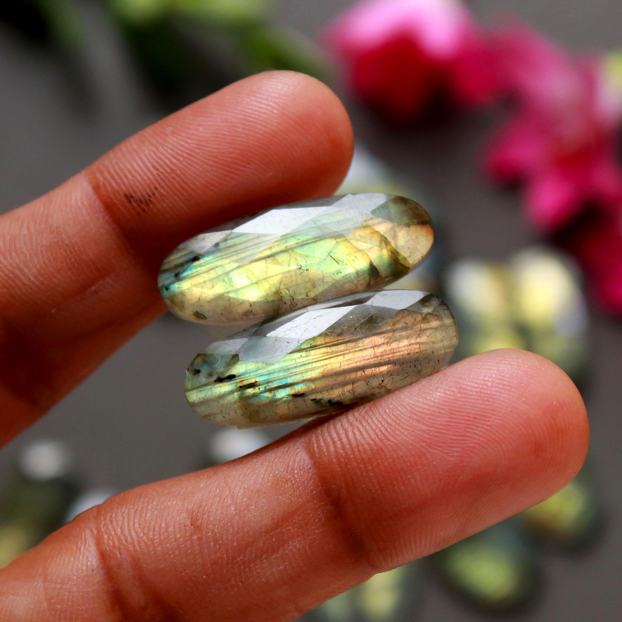 9 Pair 165 Cts Natural Labradorite Cut Gemstone Labradorite Multi Fire Semi-Precious Healing Crystal Lots 8x13-10x22mm R-12564