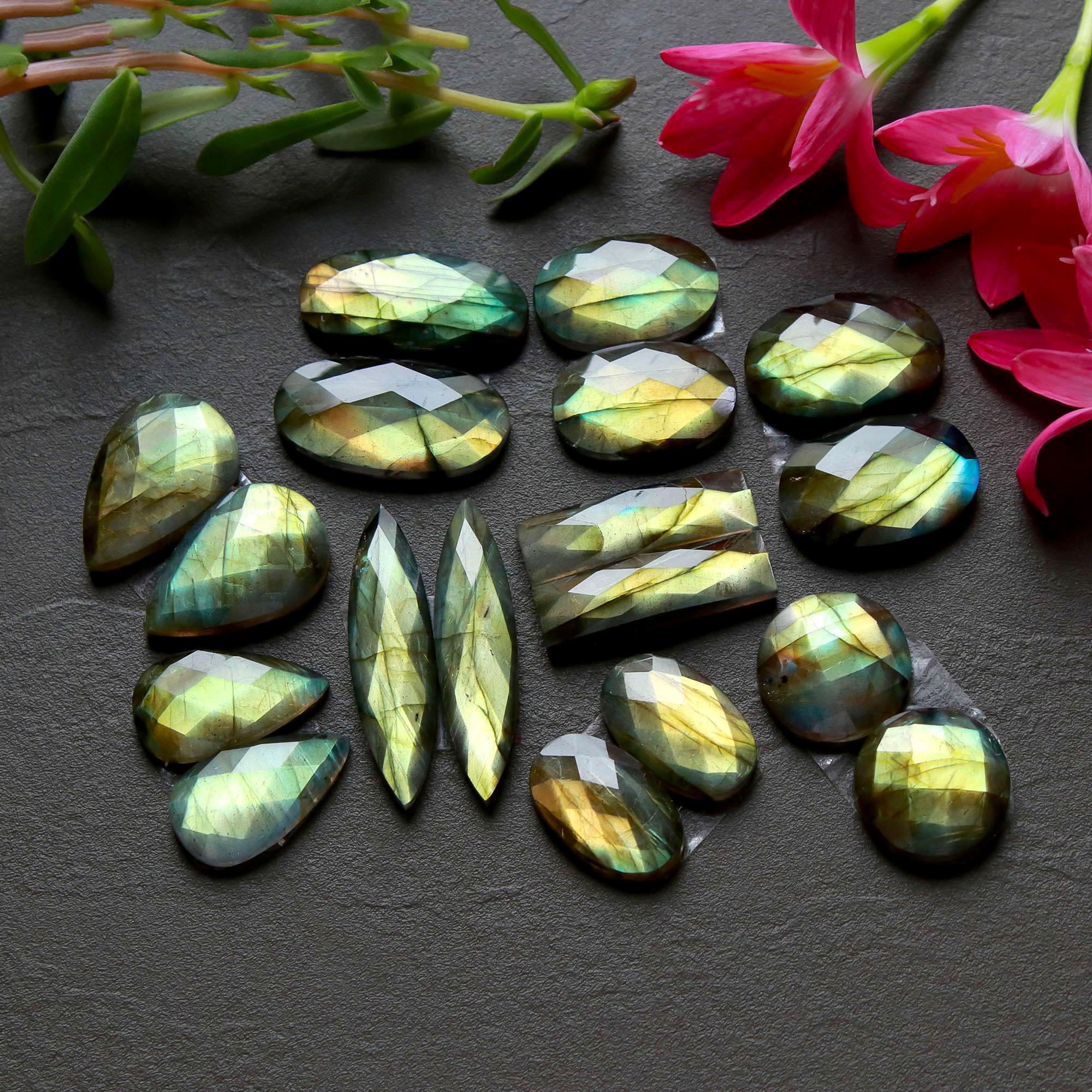 9 Pair 201 Cts Natural Labradorite Cut Gemstone Labradorite Multi Fire Semi-Precious Healing Crystal Lots 13x13-7x33mm R-12570