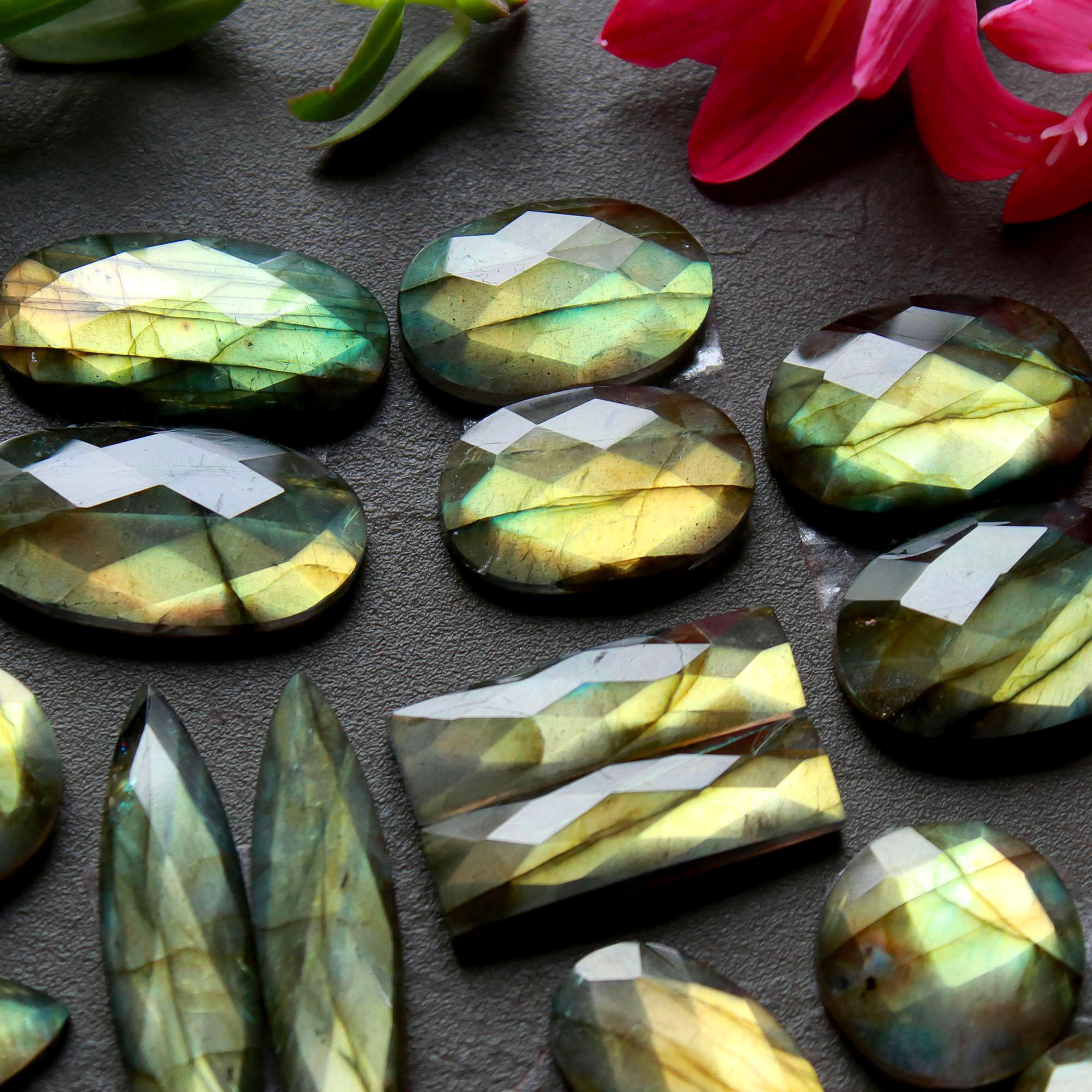 9 Pair 201 Cts Natural Labradorite Cut Gemstone Labradorite Multi Fire Semi-Precious Healing Crystal Lots 13x13-7x33mm R-12570