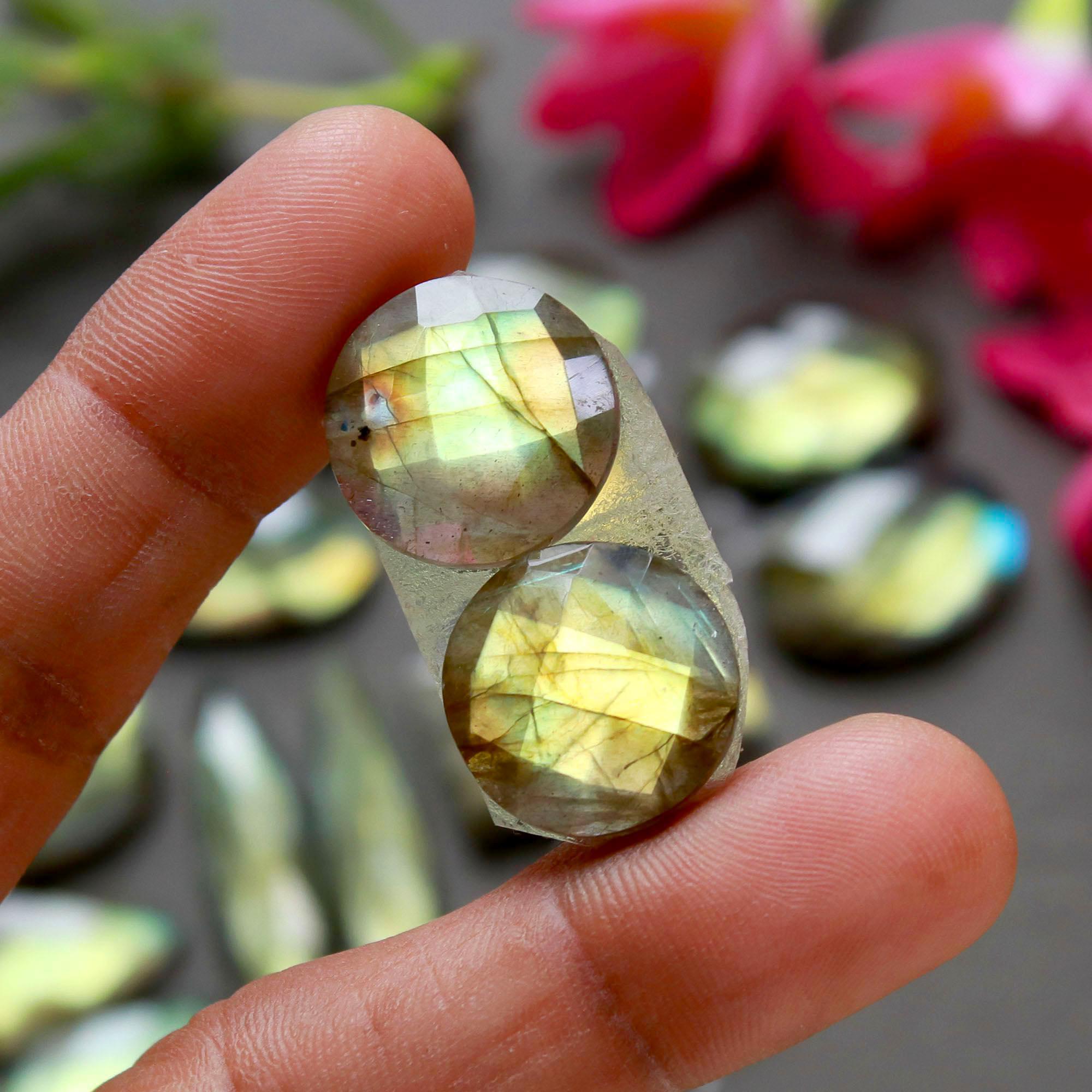 9 Pair 201 Cts Natural Labradorite Cut Gemstone Labradorite Multi Fire Semi-Precious Healing Crystal Lots 13x13-7x33mm R-12570