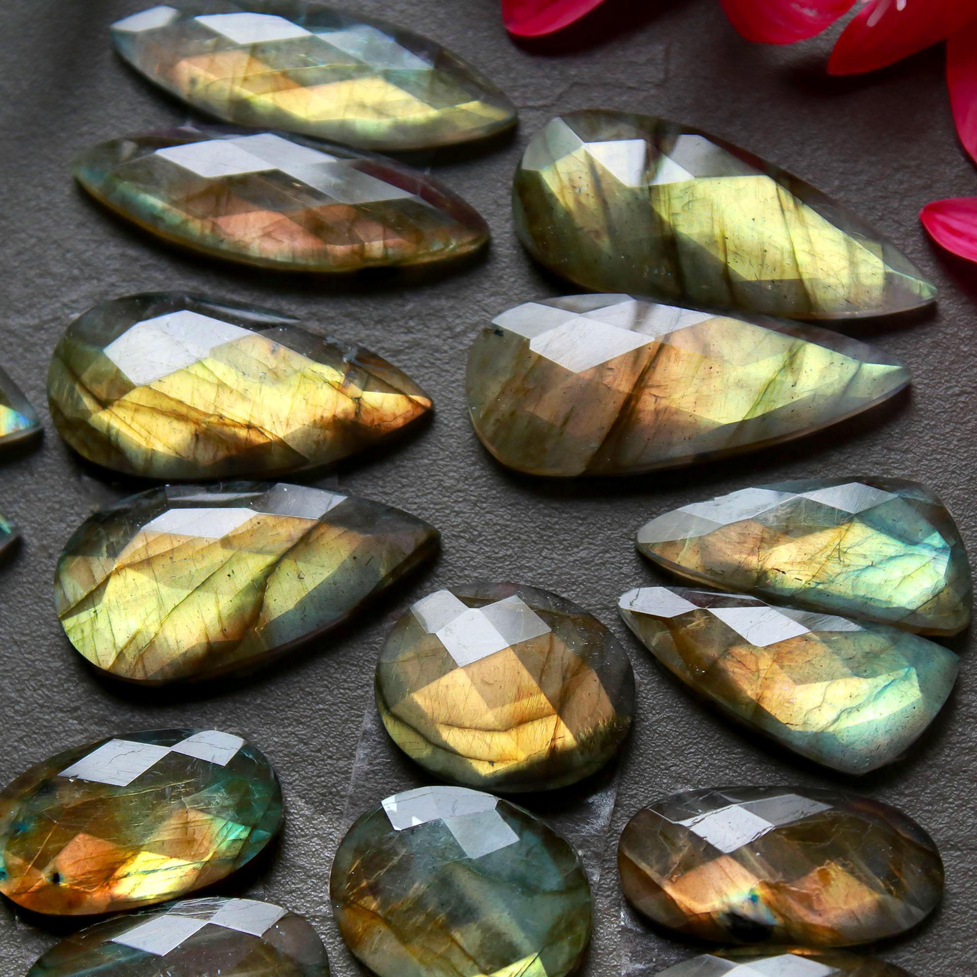 9 Pair 179 Cts Natural Labradorite Cut Gemstone Labradorite Multi Fire Semi-Precious Healing Crystal Lots 14x13-11x31mm R-12571