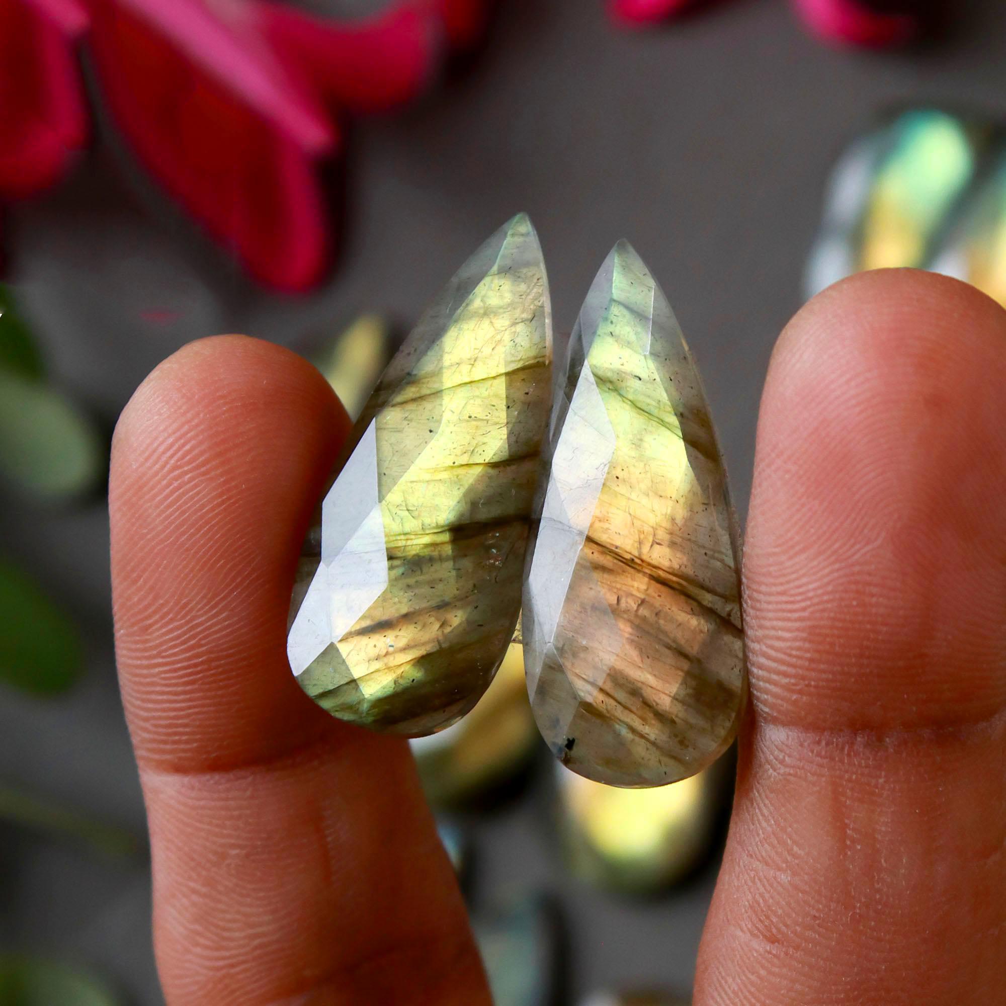 9 Pair 179 Cts Natural Labradorite Cut Gemstone Labradorite Multi Fire Semi-Precious Healing Crystal Lots 14x13-11x31mm R-12571