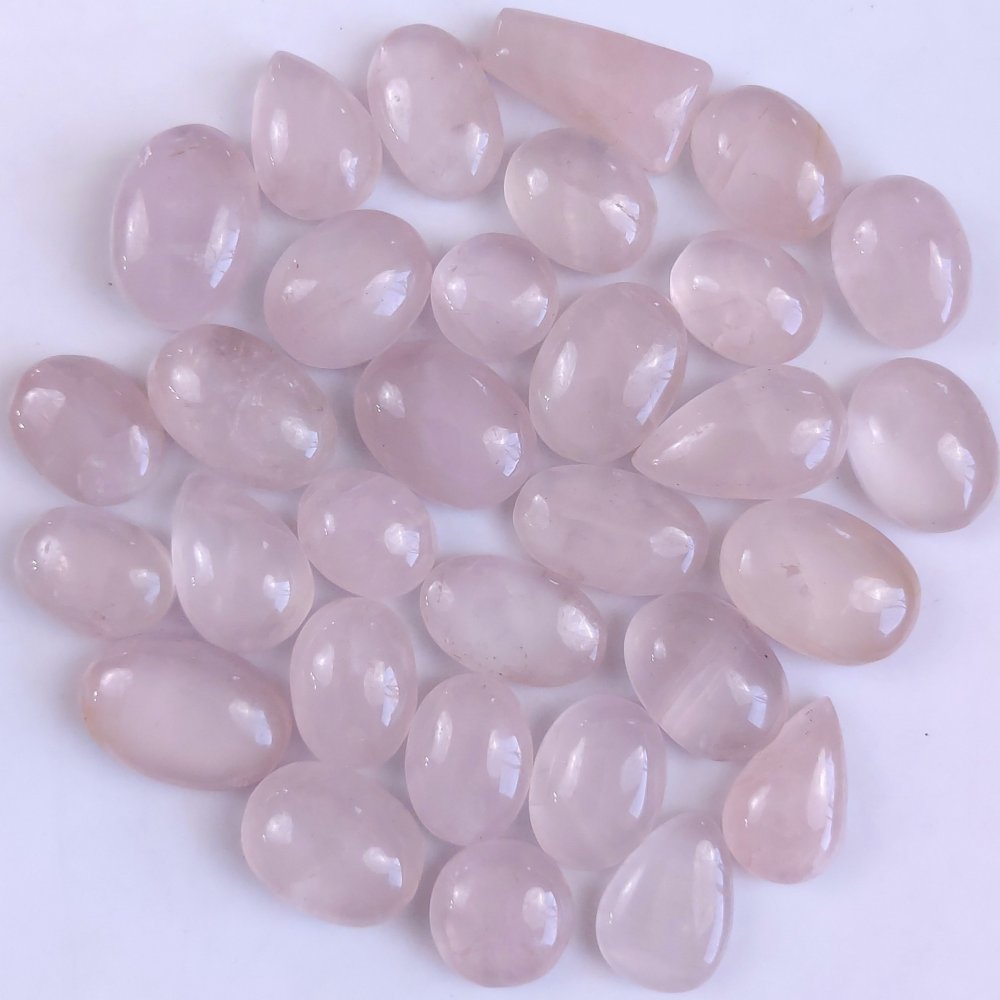 31Pcs 980Cts Natural Rose Quartz Loose Cabochon Gemstone Lot Mix Shape and and Size for Jewelry Making 28x18 16x16mm#1258