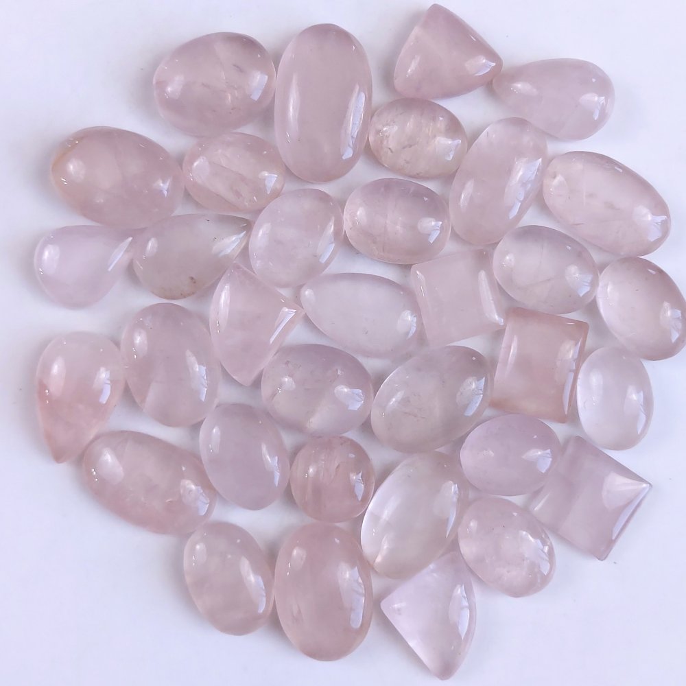 34Pcs 953Cts Natural Rose Quartz Loose Cabochon Gemstone Lot Mix Shape and and Size for Jewelry Making 27x16 20x16mm#1259