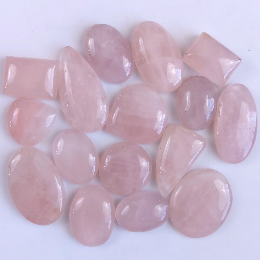 16Pcs 847Cts Natural Rose Quartz Loose Cabochon Gemstone Lot Mix Shape and and Size for Jewelry Making 45x22 26x18mm#1264