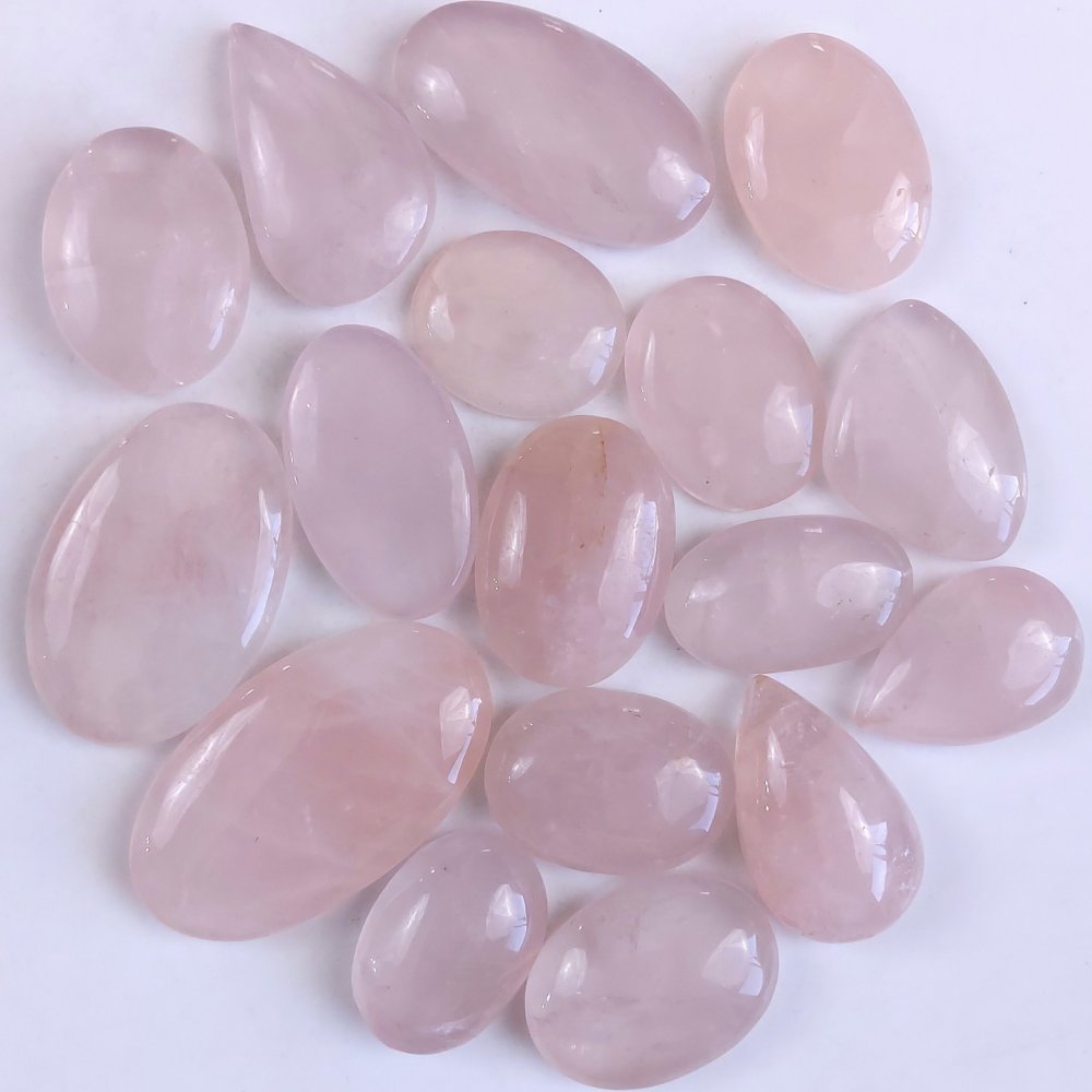 17Pcs 1028Cts Natural Rose Quartz Loose Cabochon Gemstone Lot Mix Shape and and Size for Jewelry Making 50x28 28x24mm#1265