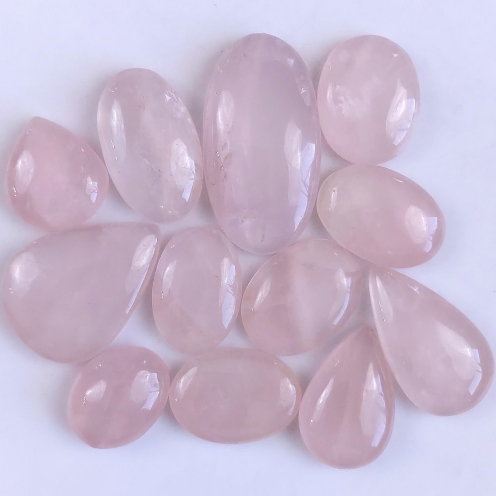 12Pcs 624Cts Natural Rose Quartz Loose Cabochon Gemstone Lot Mix Shape and and Size for Jewelry Making 50x27 30x20mm#1266