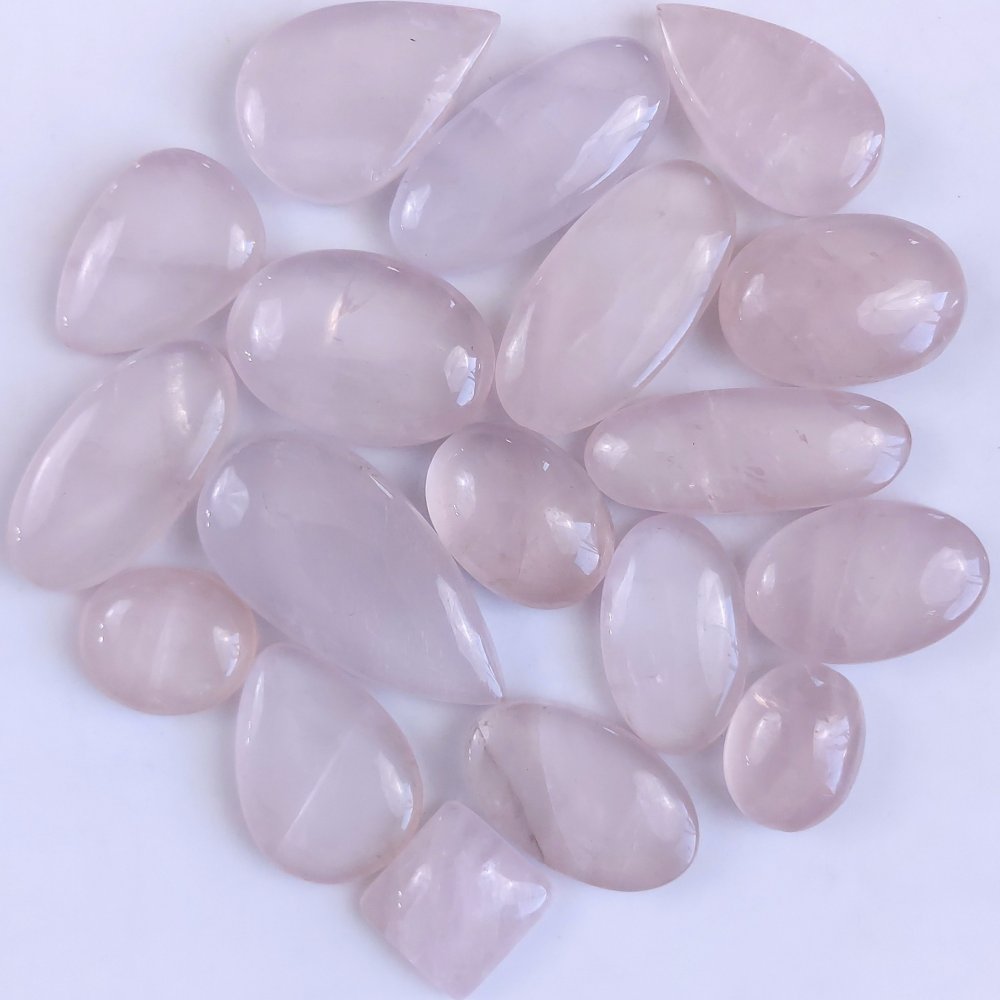 18Pcs 1034Cts Natural Rose Quartz Loose Cabochon Gemstone Lot Mix Shape and and Size for Jewelry Making 50x25 18x14mm#1268
