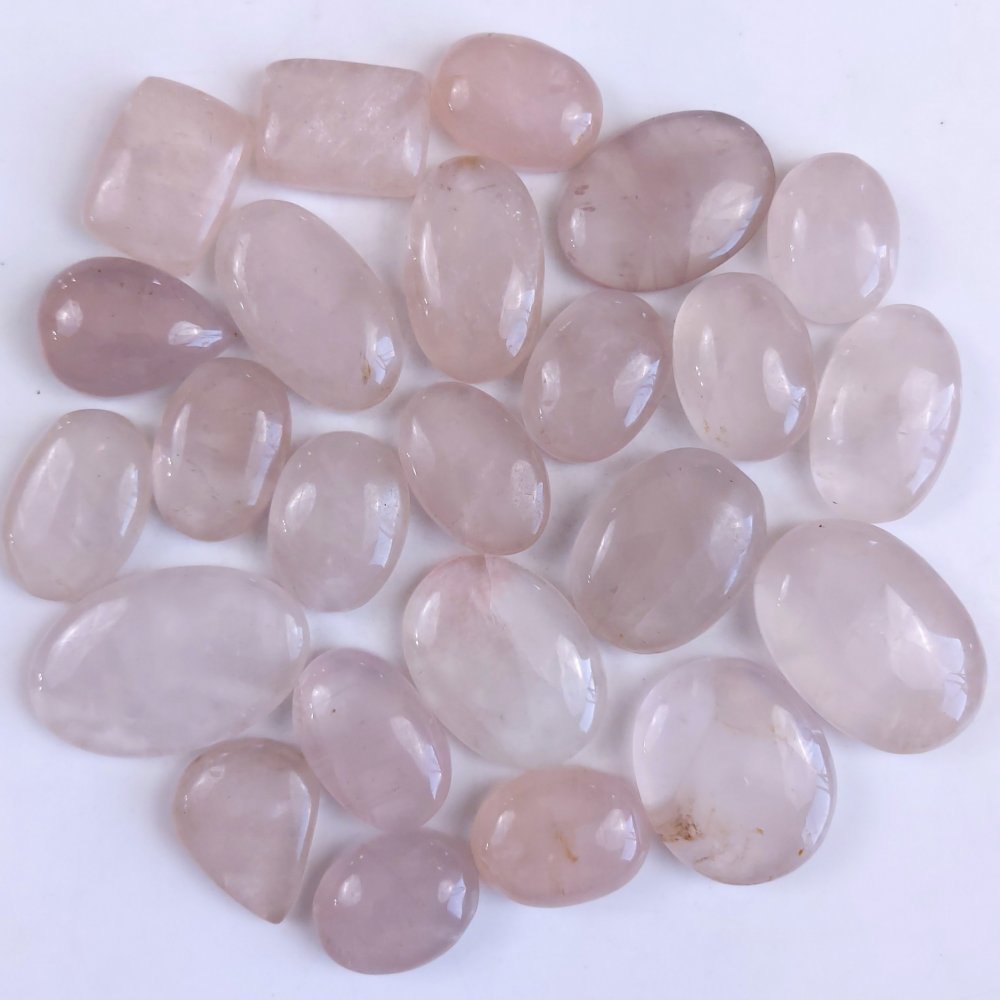 24Pcs 1426Cts Natural Rose Quartz Loose Cabochon Gemstone Lot Mix Shape and and Size for Jewelry Making 45x27 18x14mm#1273