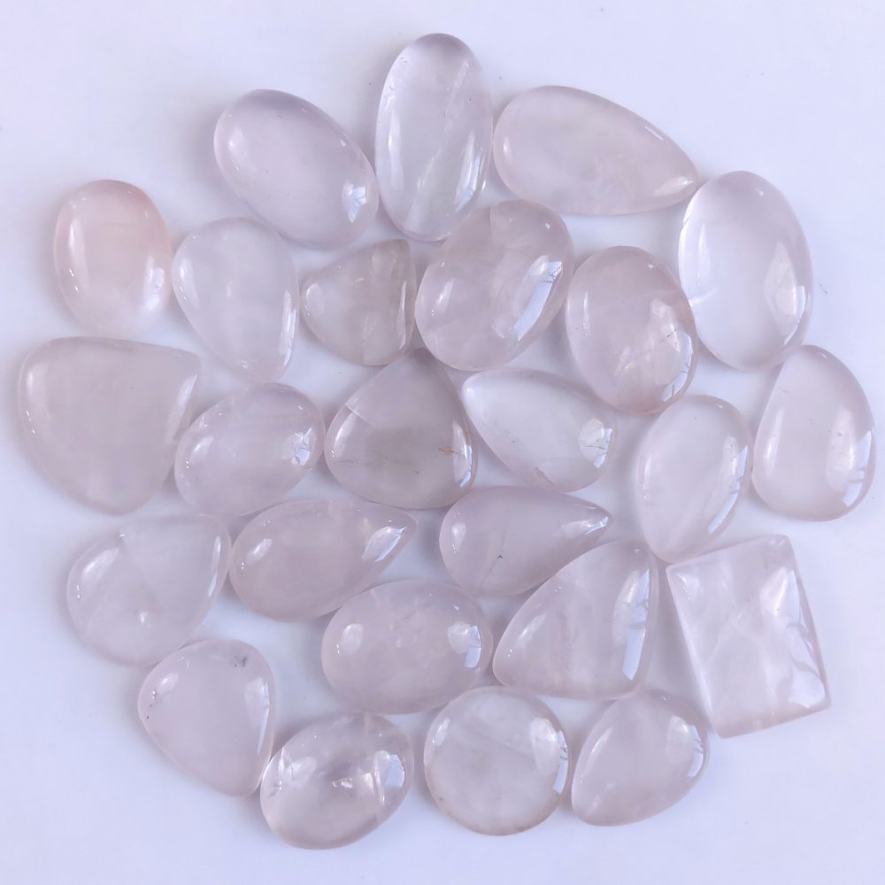 25Pcs 1195Cts Natural Rose Quartz Loose Cabochon Gemstone Lot Mix Shape and and Size for Jewelry Making 30x20 18x14mm#1274