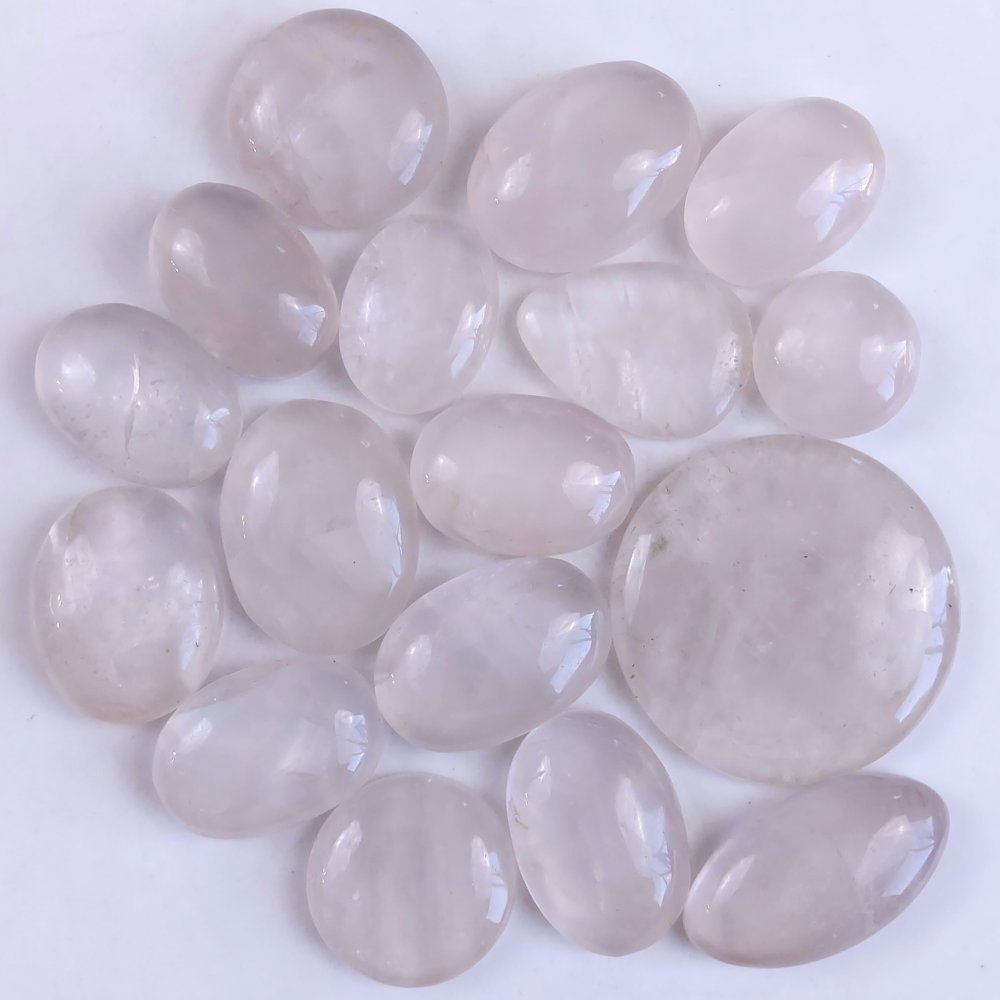 17Pcs 1011Cts Natural Rose Quartz Loose Cabochon Gemstone Lot Mix Shape and and Size for Jewelry Making 47x47 20x20mm#1275