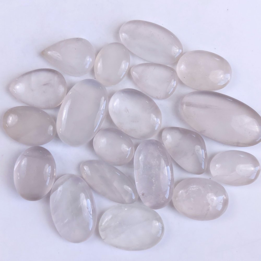 19Pcs 1191Cts Natural Rose Quartz Loose Cabochon Gemstone Lot Mix Shape and and Size for Jewelry Making 52x26 27x20mm#1277