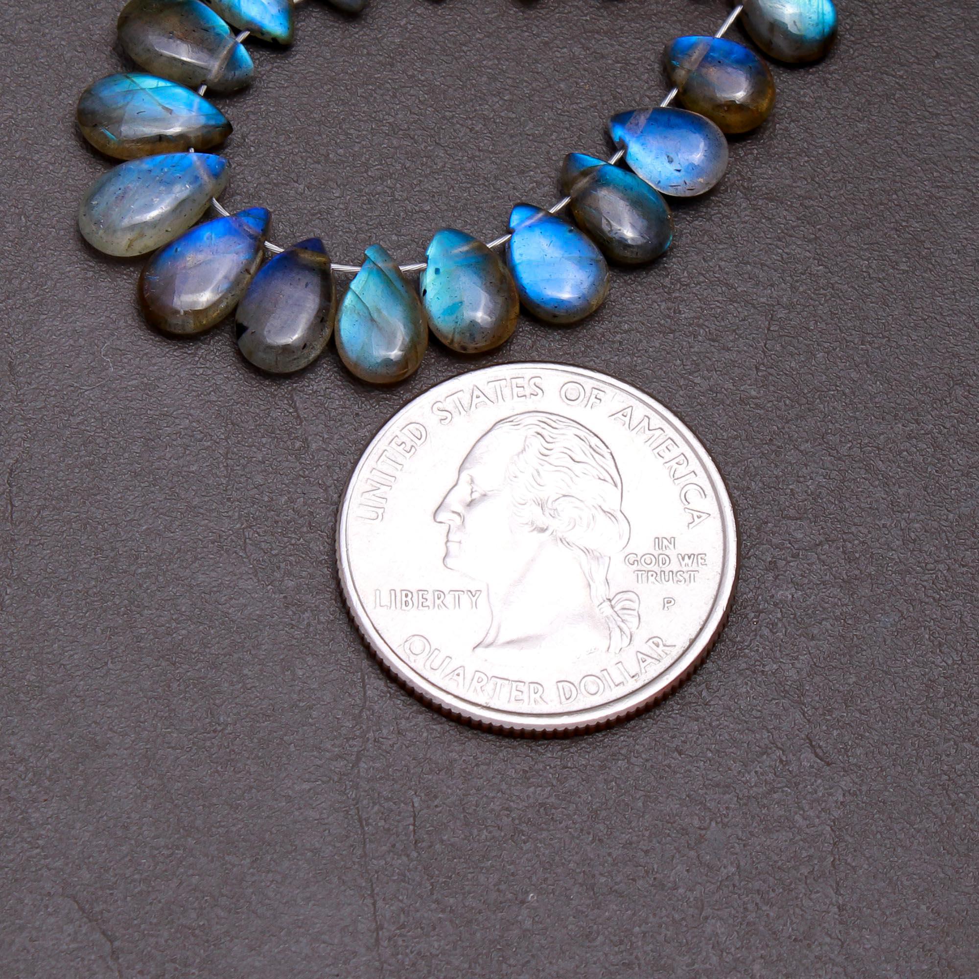 18 Pcs 22 Cts Natural Multifire Labradorite Side to Side Drill Smooth Briolette Layout Loose Gemstone Wholesale Lot Size 5x7-6x10mm  R-12809