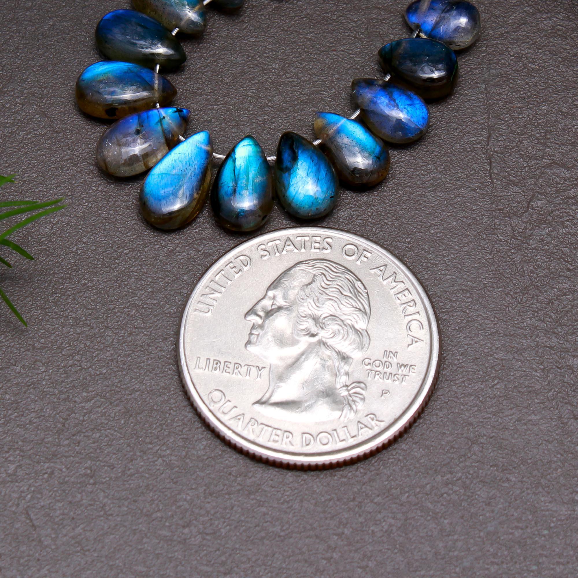 15 Pcs 23 Cts Natural Multifire Labradorite Side to Side Drill Smooth Briolette Layout Loose Gemstone Wholesale Lot Size 5x7-5x10mm  R-12814