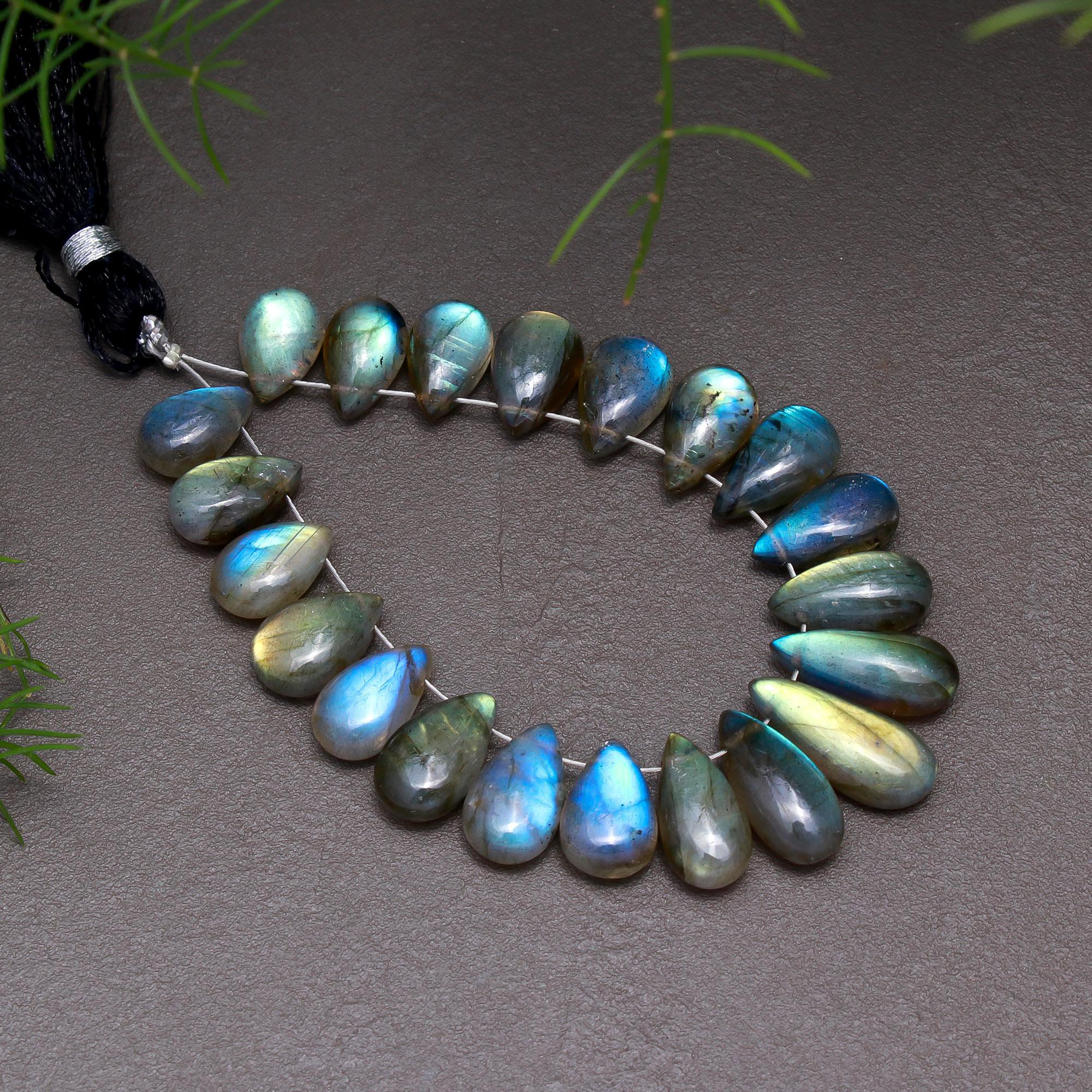 21 Pcs 76 Cts Natural Multifire Labradorite Side to Side Drill Smooth Briolette Layout Loose Gemstone Wholesale Lot Size 7x10-7x16mm  R-12817