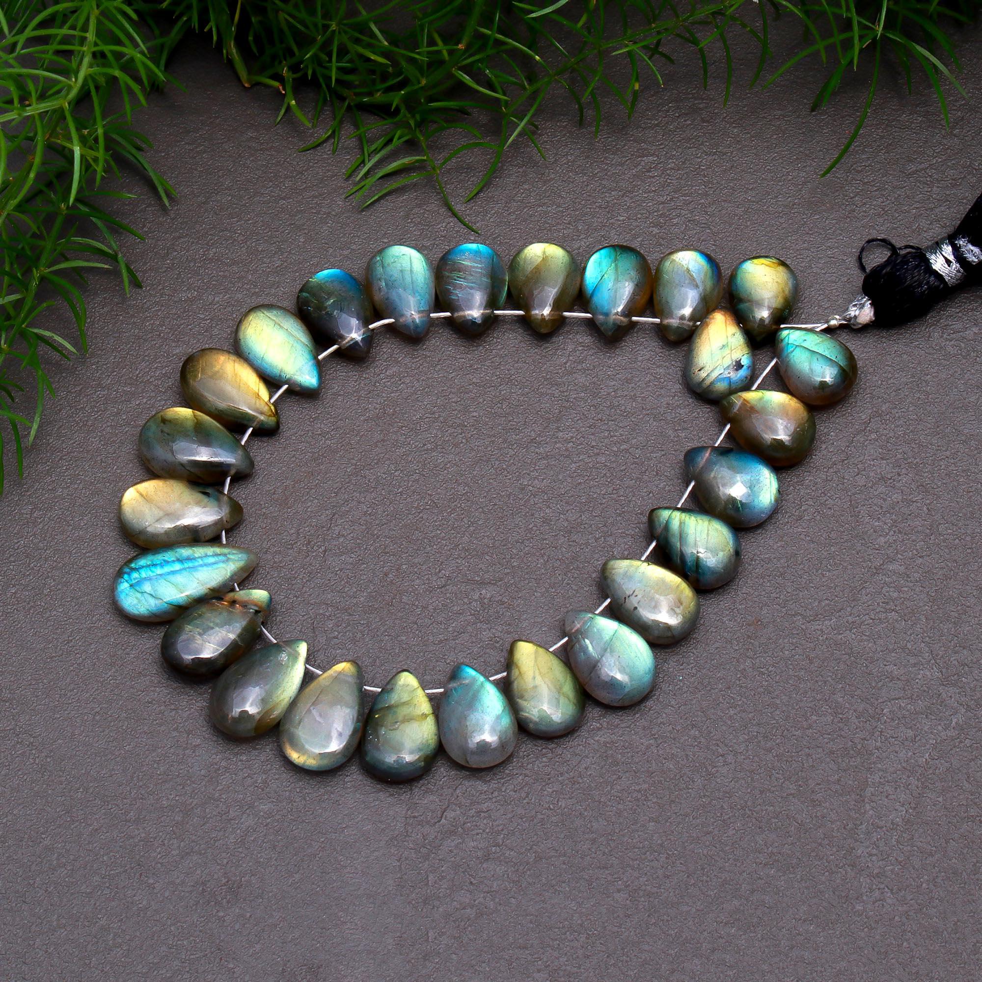 25 Pcs 70 Cts Natural Multifire Labradorite Side to Side Drill Smooth Briolette Layout Loose Gemstone Wholesale Lot Size 7x10-7x15mm  R-12827