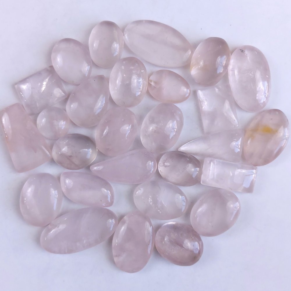 27Pcs 440Cts Natural Rose Quartz Loose Cabochon Gemstone Lot Mix Shape and and Size for Jewelry Making 30x15 12x12mm#1283