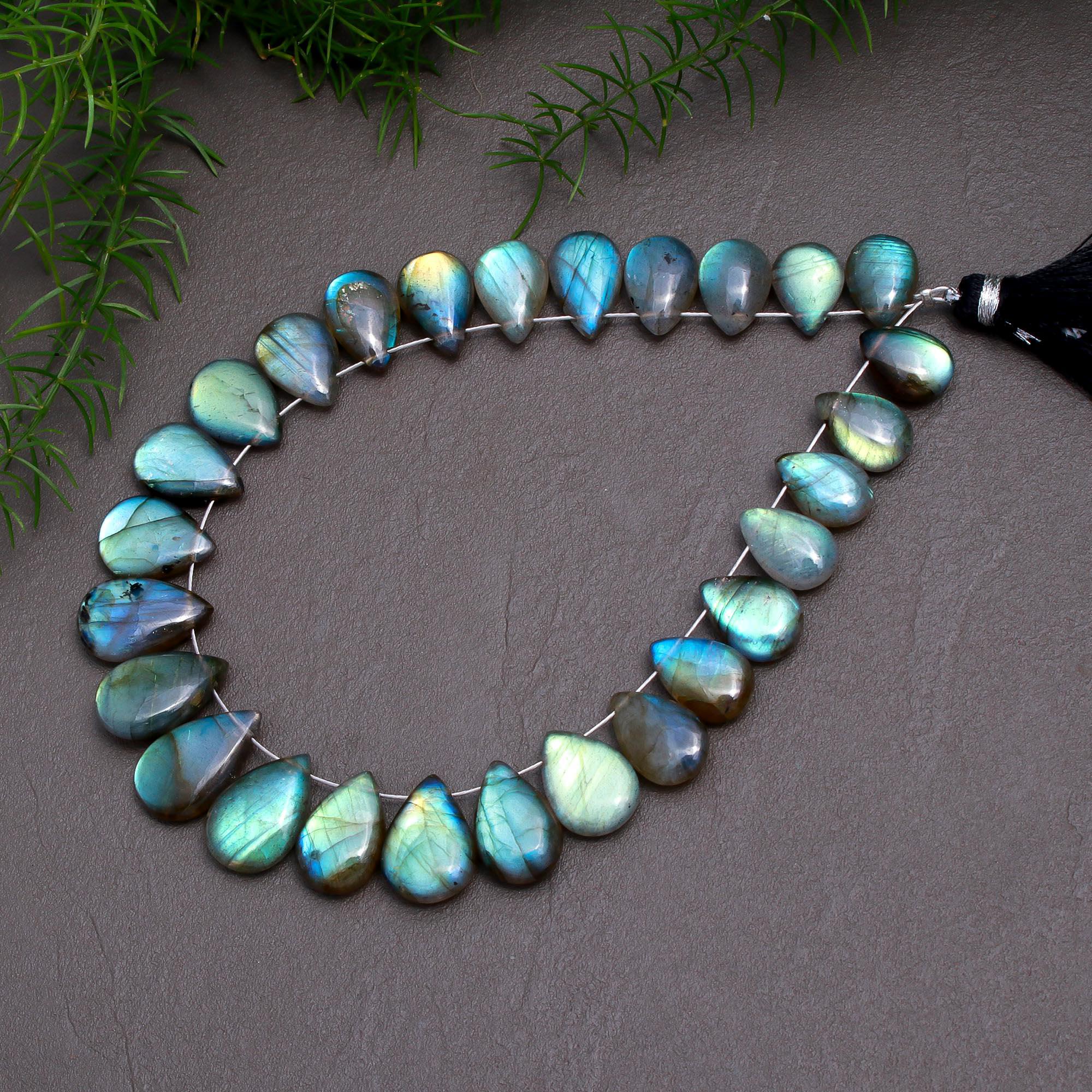 27 Pcs 105 Cts Natural Multifire Labradorite Side to Side Drill Smooth Briolette Layout Loose Gemstone Wholesale Lot Size 8x10-10x15mm  R-12831