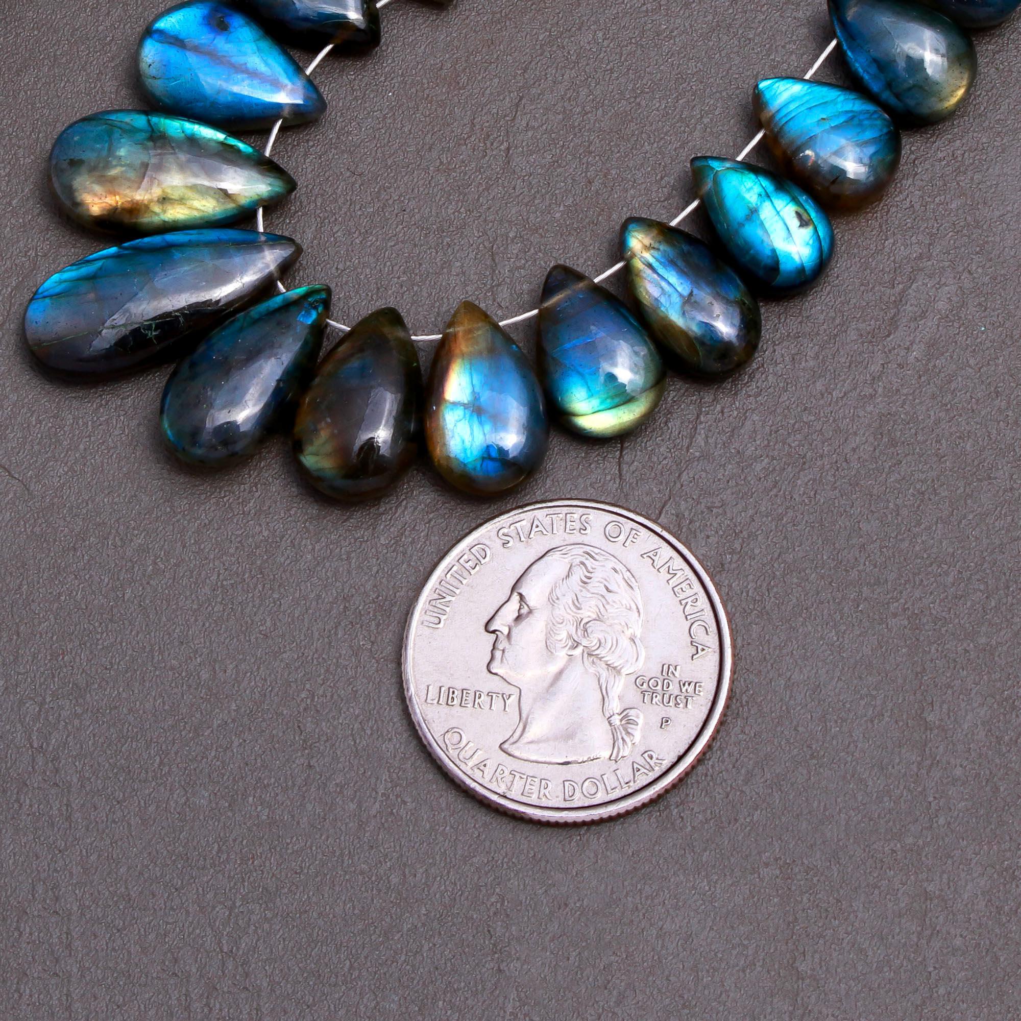 19 Pcs 96 Cts Natural Multifire Labradorite Side to Side Drill Smooth Briolette Layout Loose Gemstone Wholesale Lot Size 8x10-10x20mm  R-12833