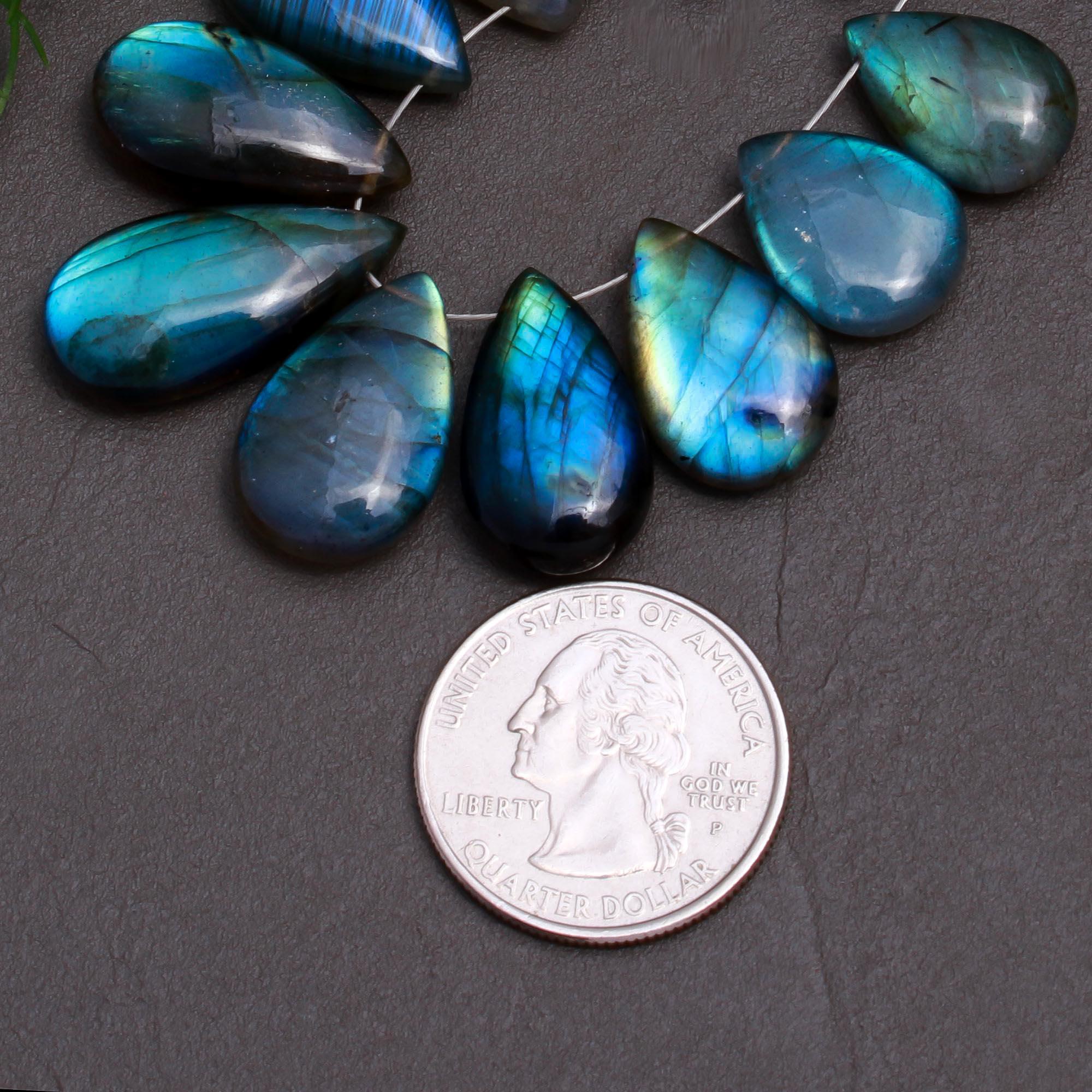 11 Pcs 126 Cts Natural Multifire Labradorite Side to Side Drill Smooth Briolette Layout Loose Gemstone Wholesale Lot Size 10x16-12x25mm  R-12837