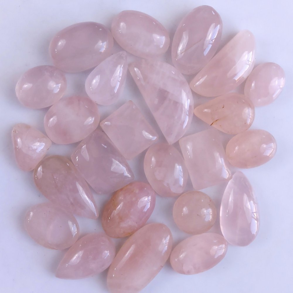 24Pcs 473Cts Natural Rose Quartz Loose Cabochon Gemstone Lot Mix Shape and and Size for Jewelry Making 30x14 16x12mm#1284