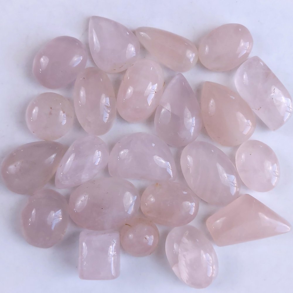 22Pcs 385Cts Natural Rose Quartz Loose Cabochon Gemstone Lot Mix Shape and and Size for Jewelry Making 27x14 12x12mm#1285