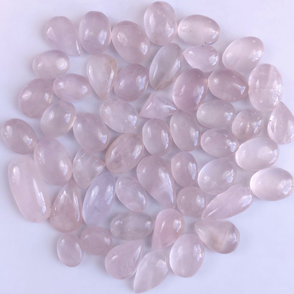 49Pcs 877Cts Natural Rose Quartz Loose Cabochon Gemstone Lot Mix Shape and and Size for Jewelry Making 30x14 15x12mm#1286
