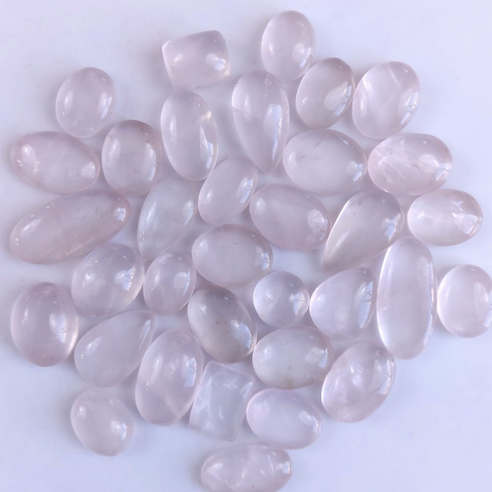 34Pcs 544Cts Natural Rose Quartz Loose Cabochon Gemstone Lot Mix Shape and and Size for Jewelry Making 30x14 12x12mm#1288